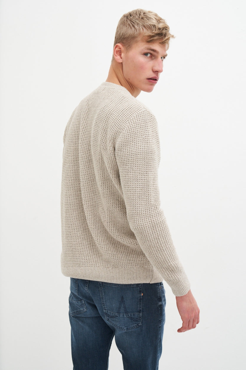 Crewneck Sweater Clement in Beige aus 100% Bio - Baumwolle von Kuyichi