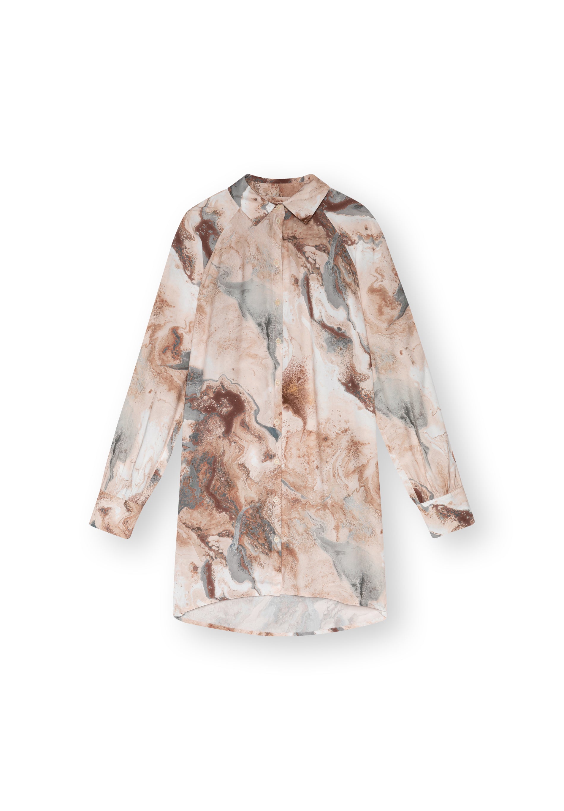 Long blouse TAPIRA in a light marble pattern by LOVJOI made from ECOVERO™