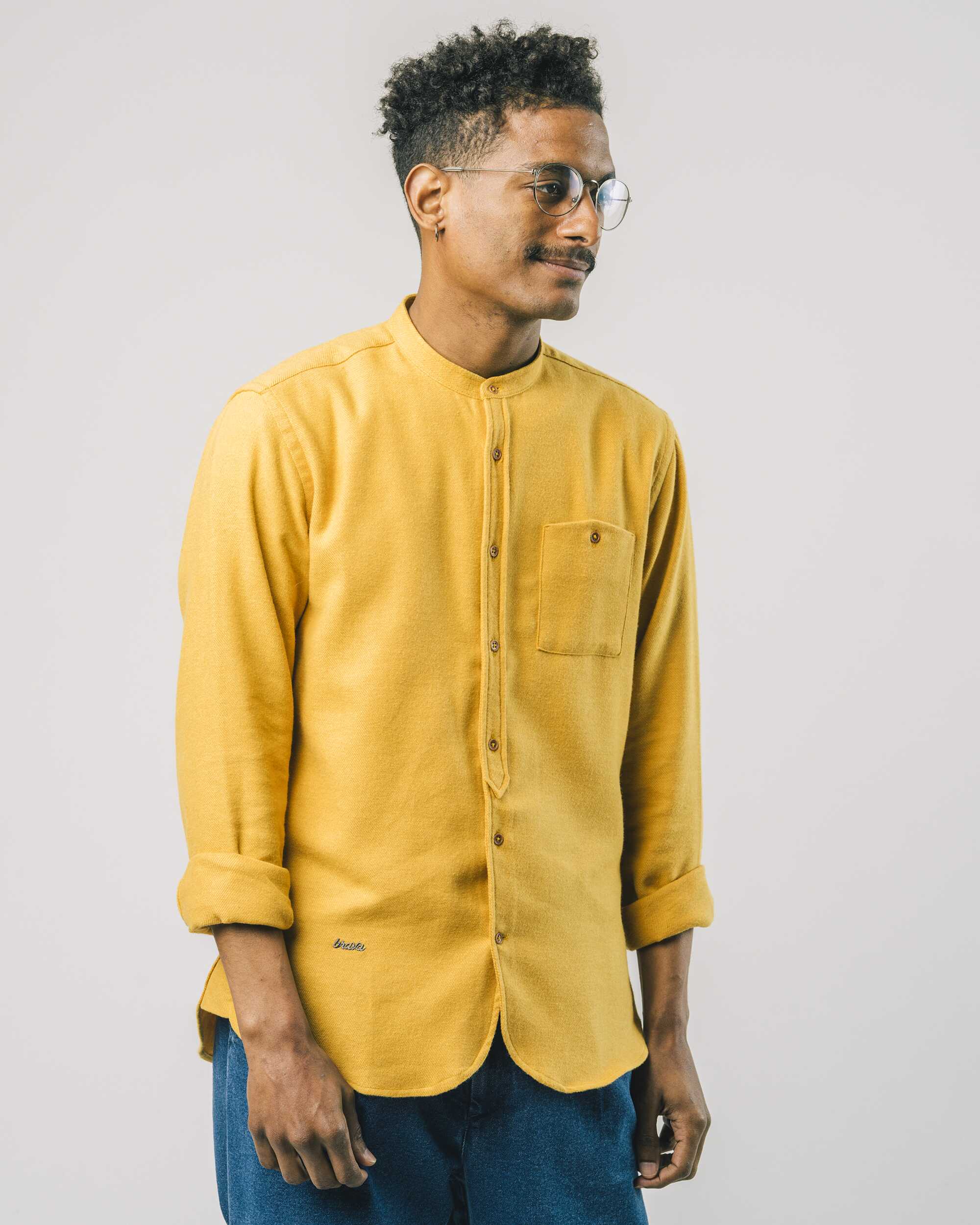 Flannel shirt in mustard - yellow made from 100% organic cotton from Brava Fabrics