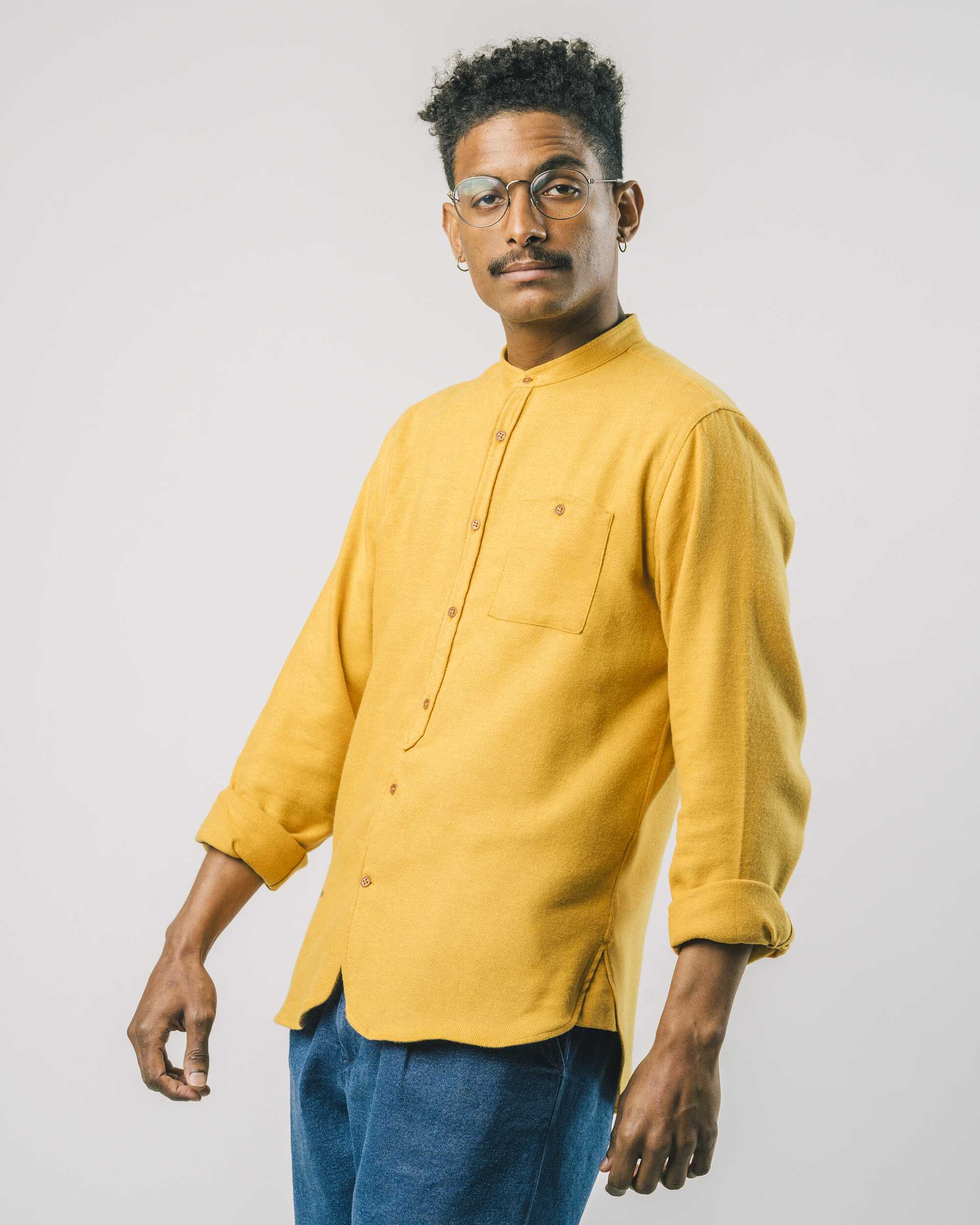 Flannel shirt in mustard - yellow made from 100% organic cotton from Brava Fabrics