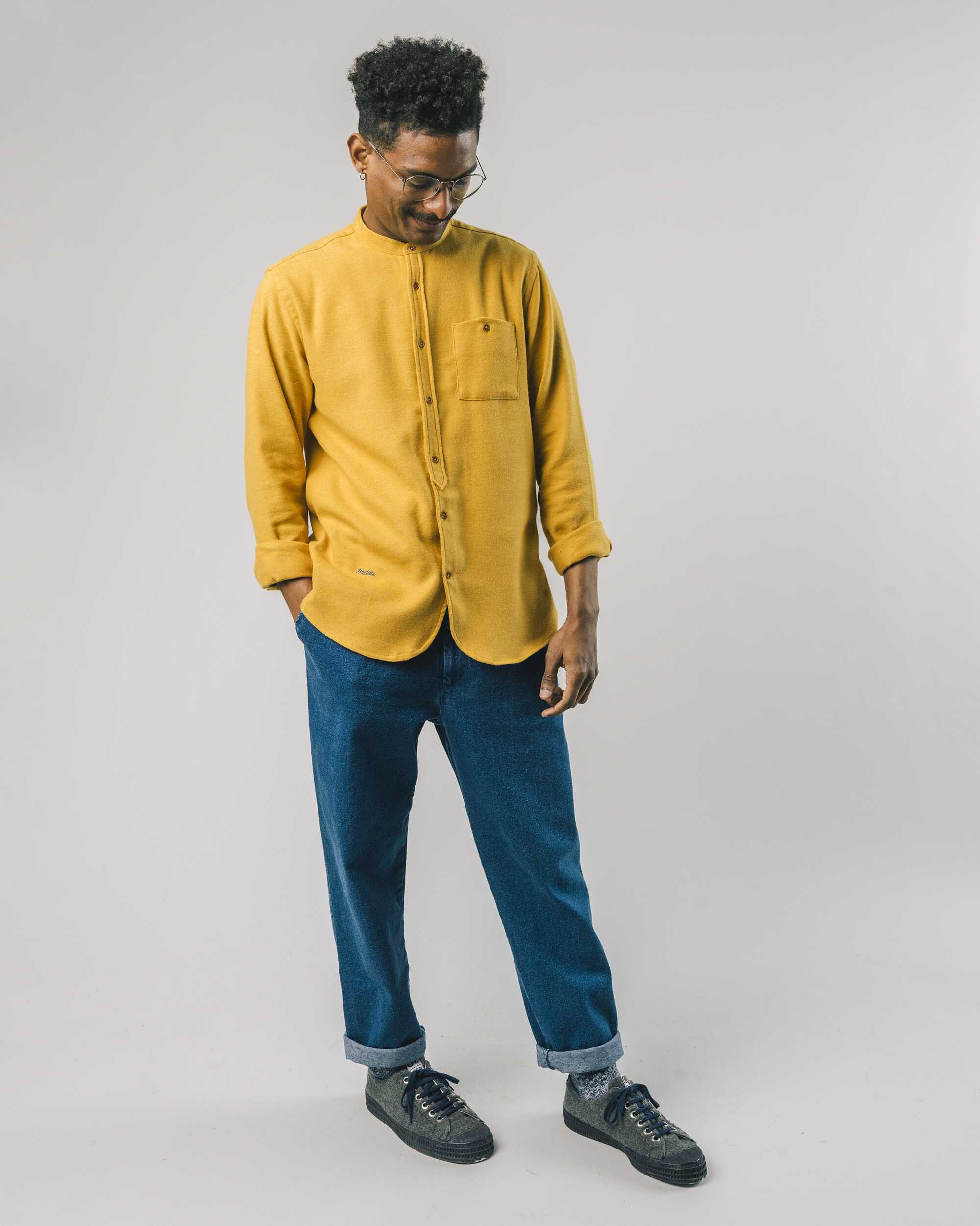 Flannel - Hemd in Senf - gelb aus 100% Bio - Baumwolle von Brava Fabrics