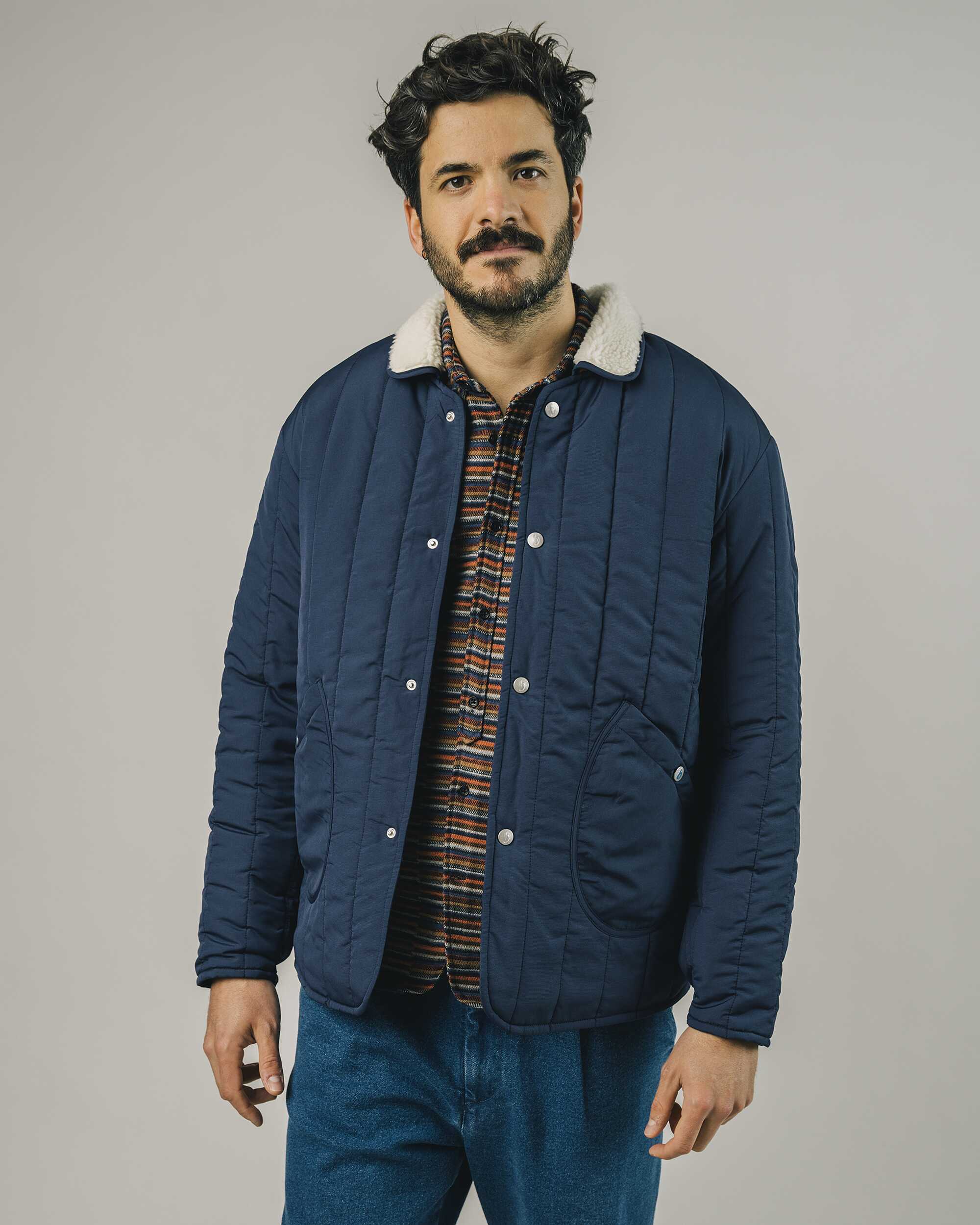 Gepolsterte Jacke in navy - blau aus 100% Bio - Baumwolle von Brava Fabrics