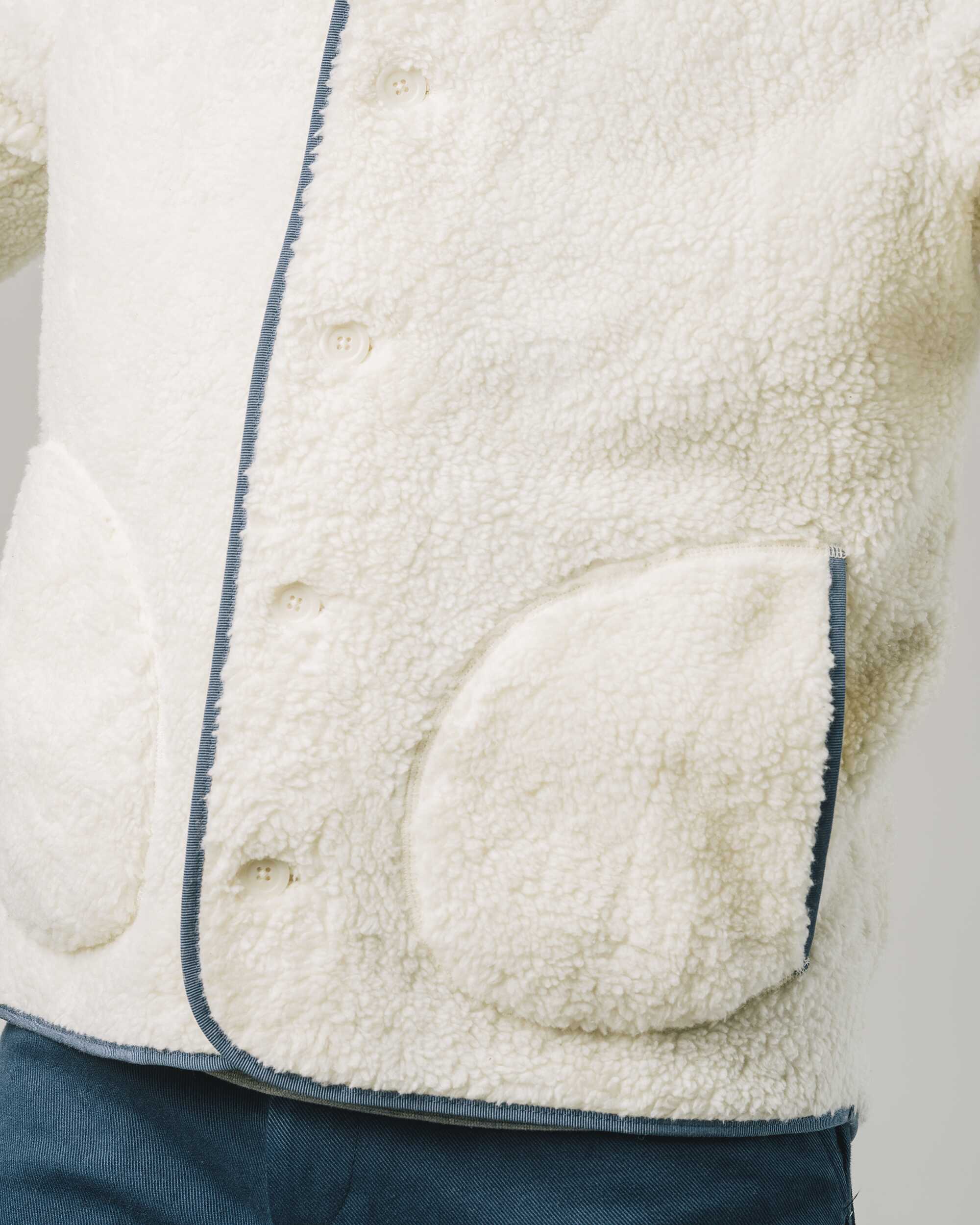 Fleece Jacke in off-white / beige aus 100% Bio - Baumwolle von Brava Fabrics
