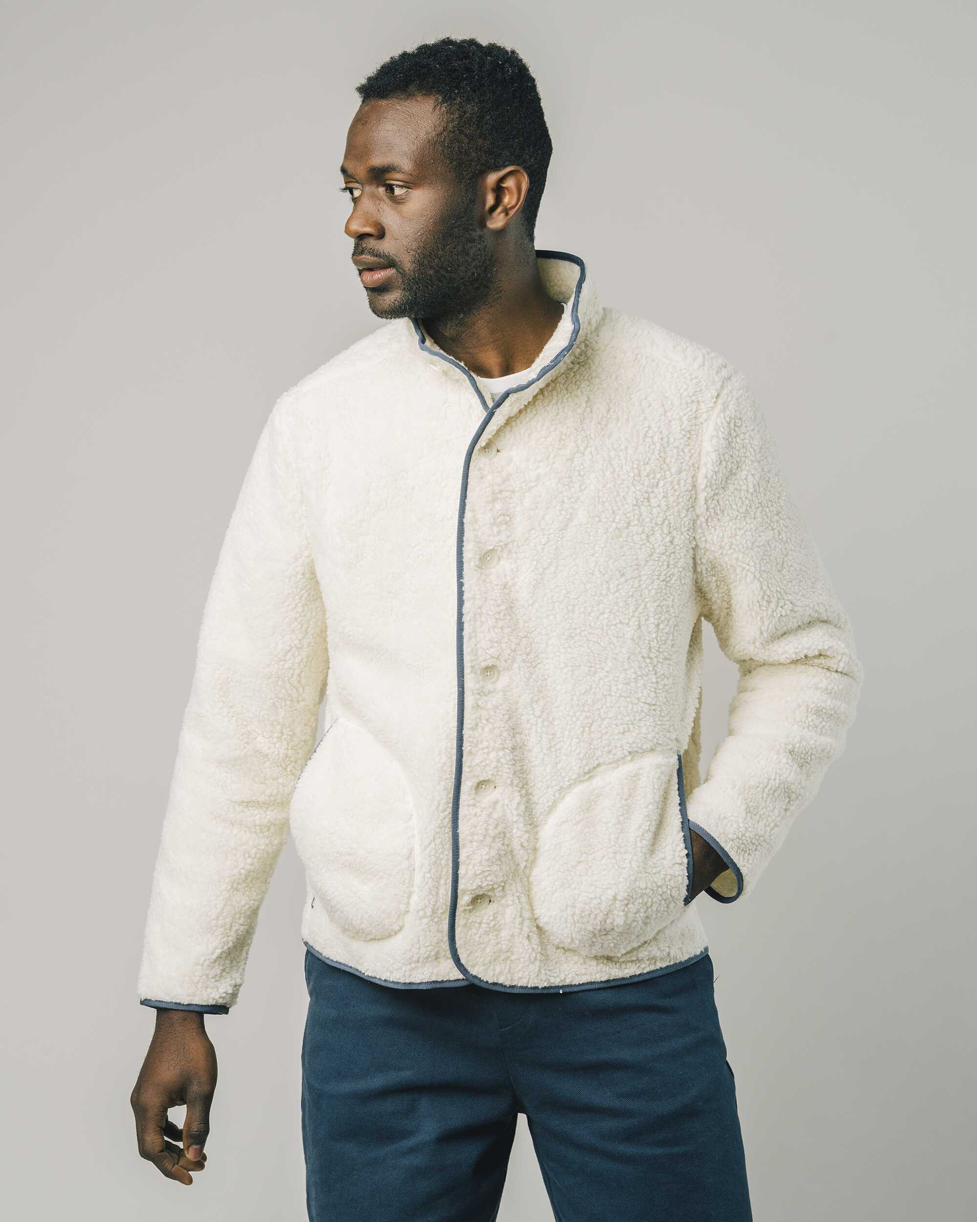 Fleece jacket in off-white / beige made from 100% organic cotton from Brava Fabrics