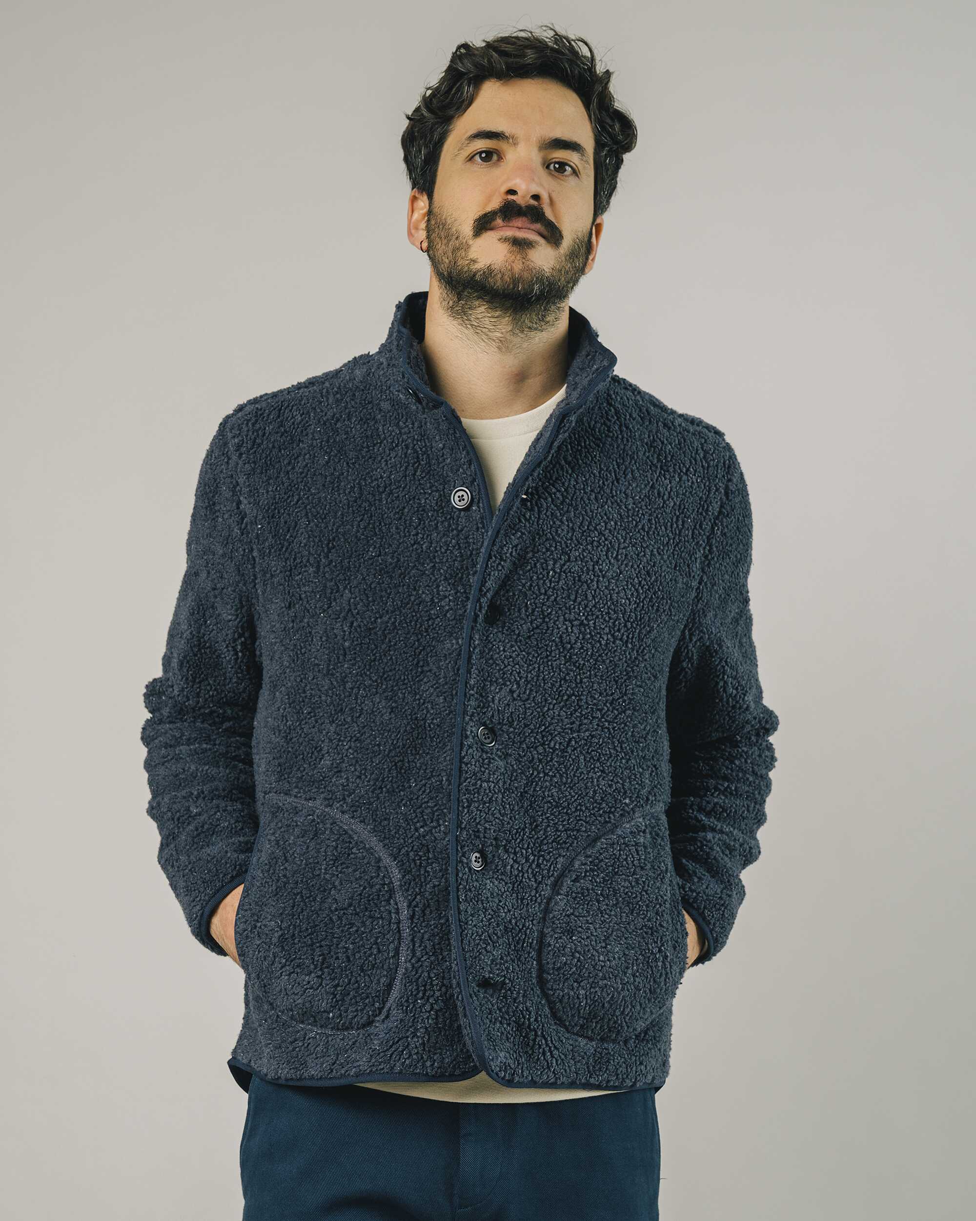 Fleece jacket in petrol - blue made from 100% organic cotton from Brava Fabrics