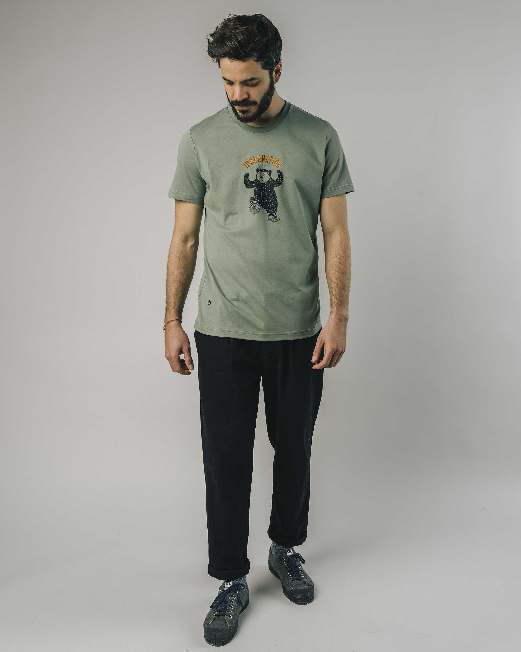 T-Shirt "Hibernation" in kakhi / oliv-grün aus 100% Bio - Baumwolle von Brava Fabrics