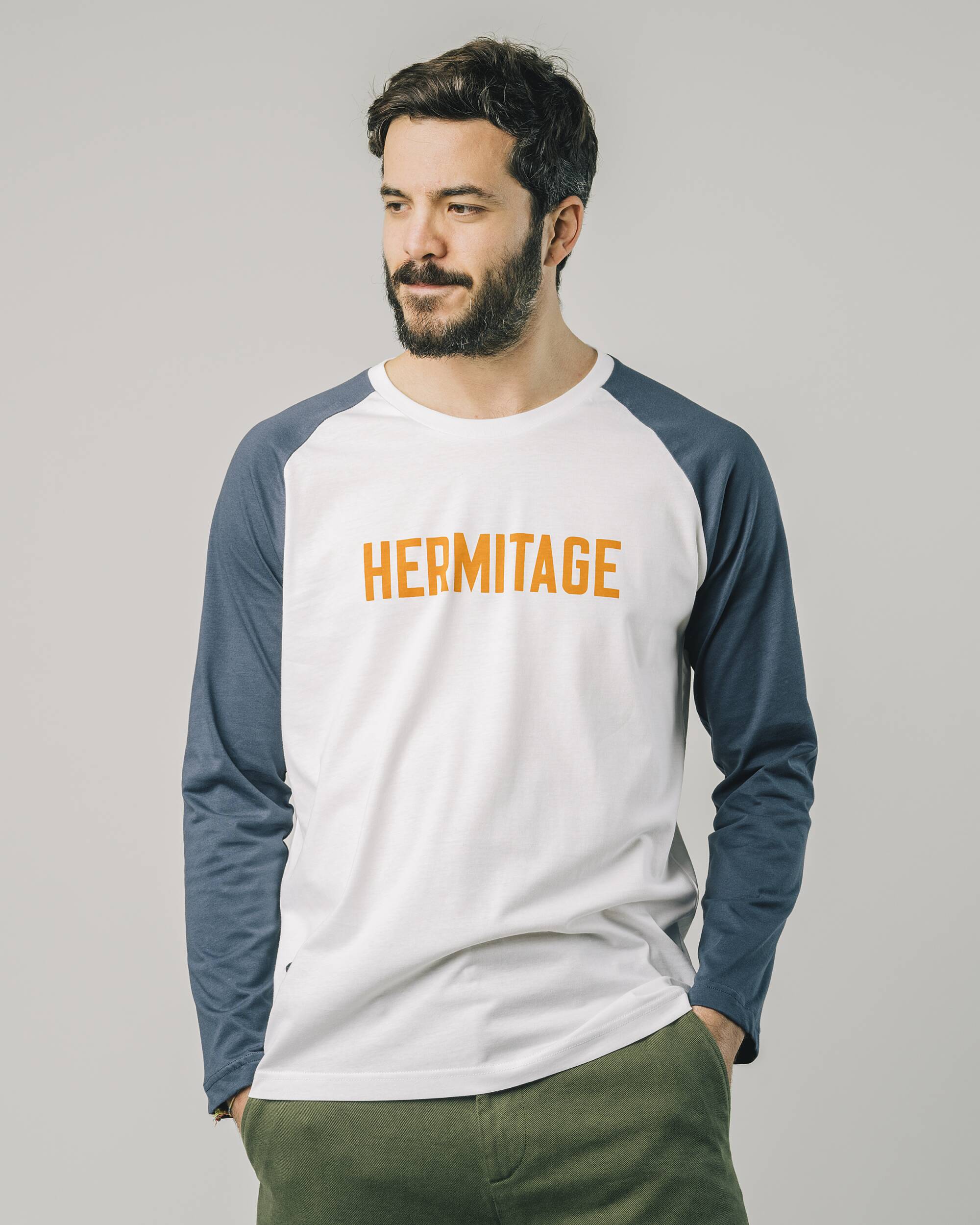 Langärmliges Shirt "Hermitage" in weiss / blau aus 100% Bio - Baumwolle von Brava Fabrics