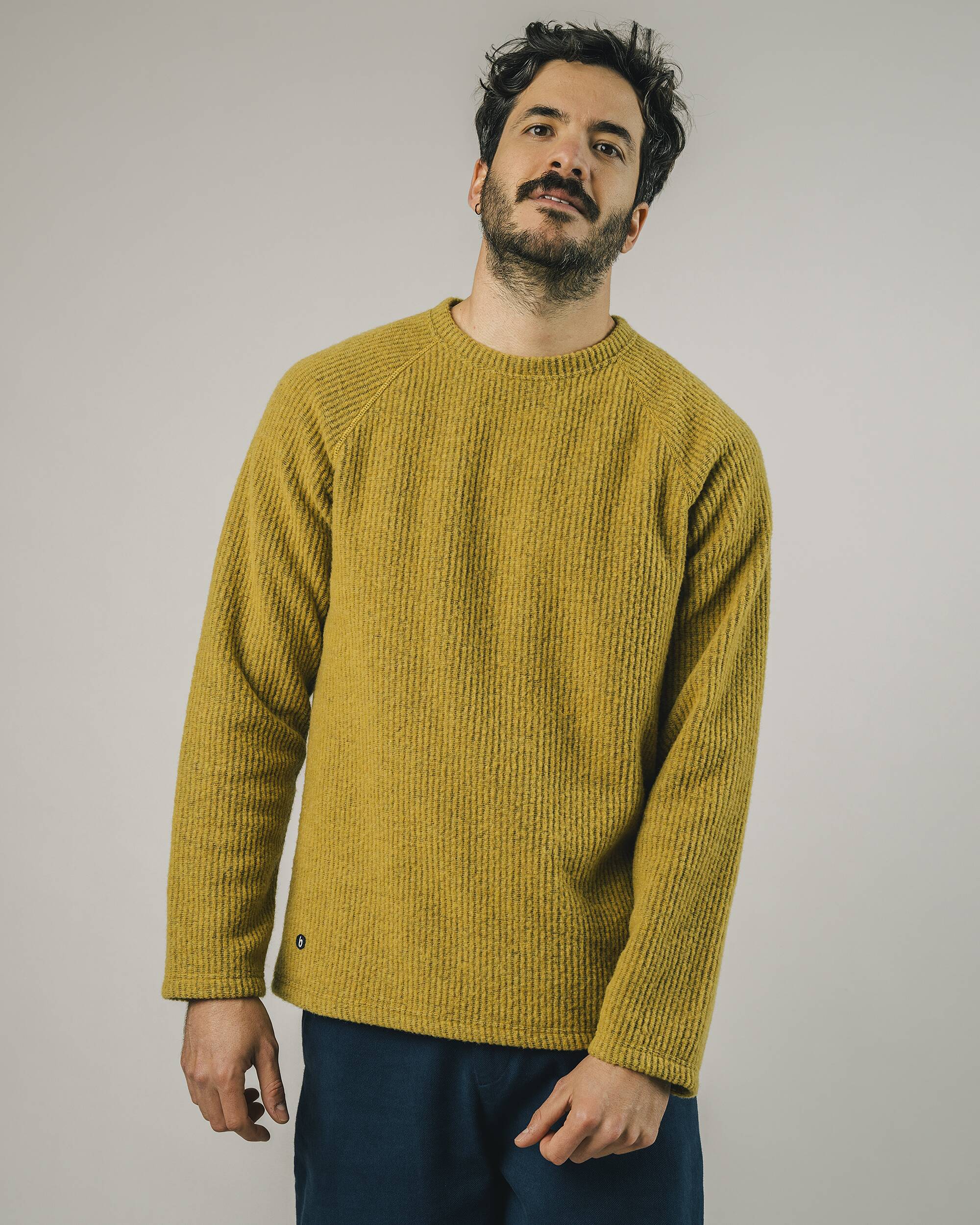 Oversized sweater in mustard - yellow made from recycled materials from Brava Fabrics