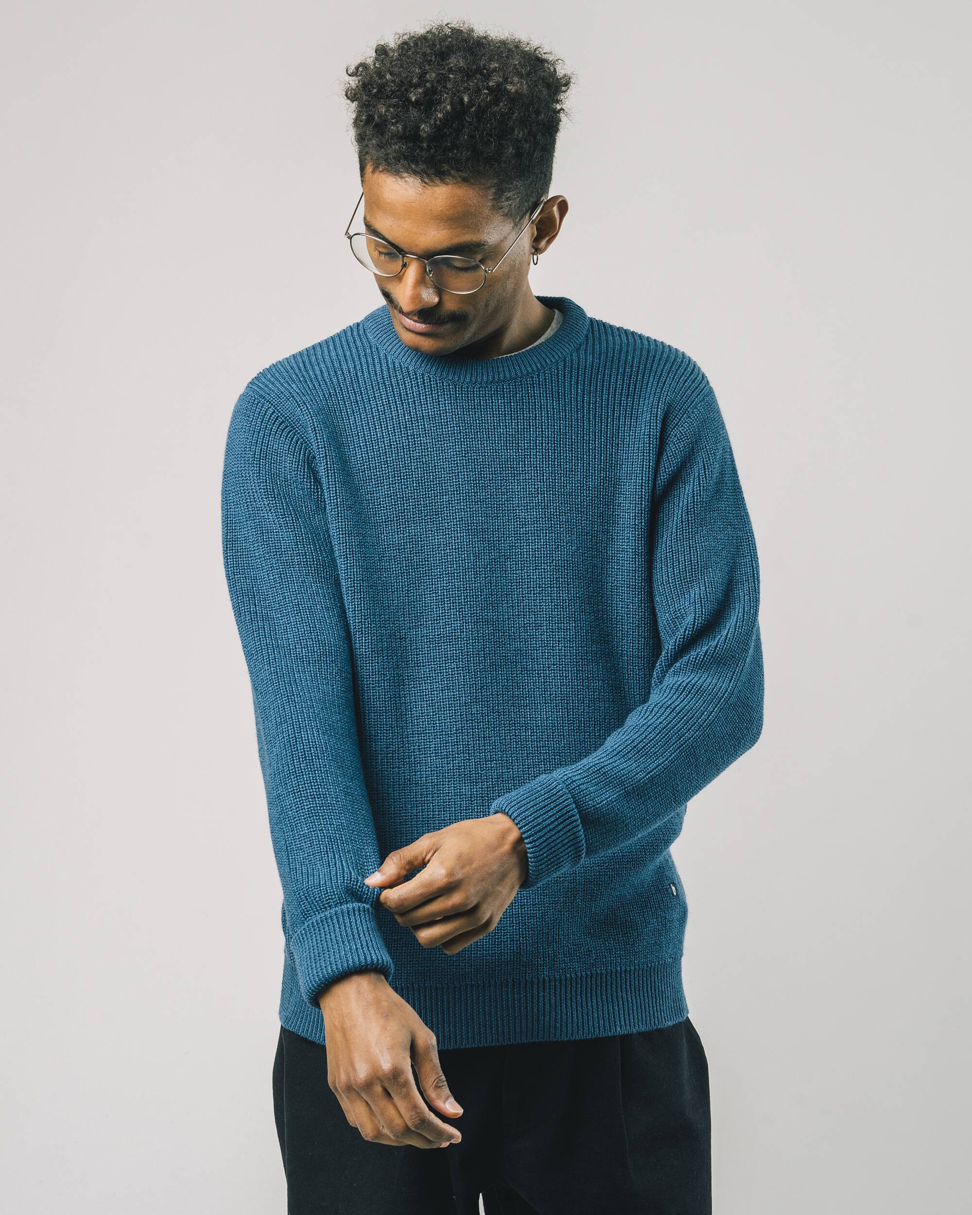Sweater "Waterfront" in blau aus 100% Bio - Merinowolle von Brava Fabrics