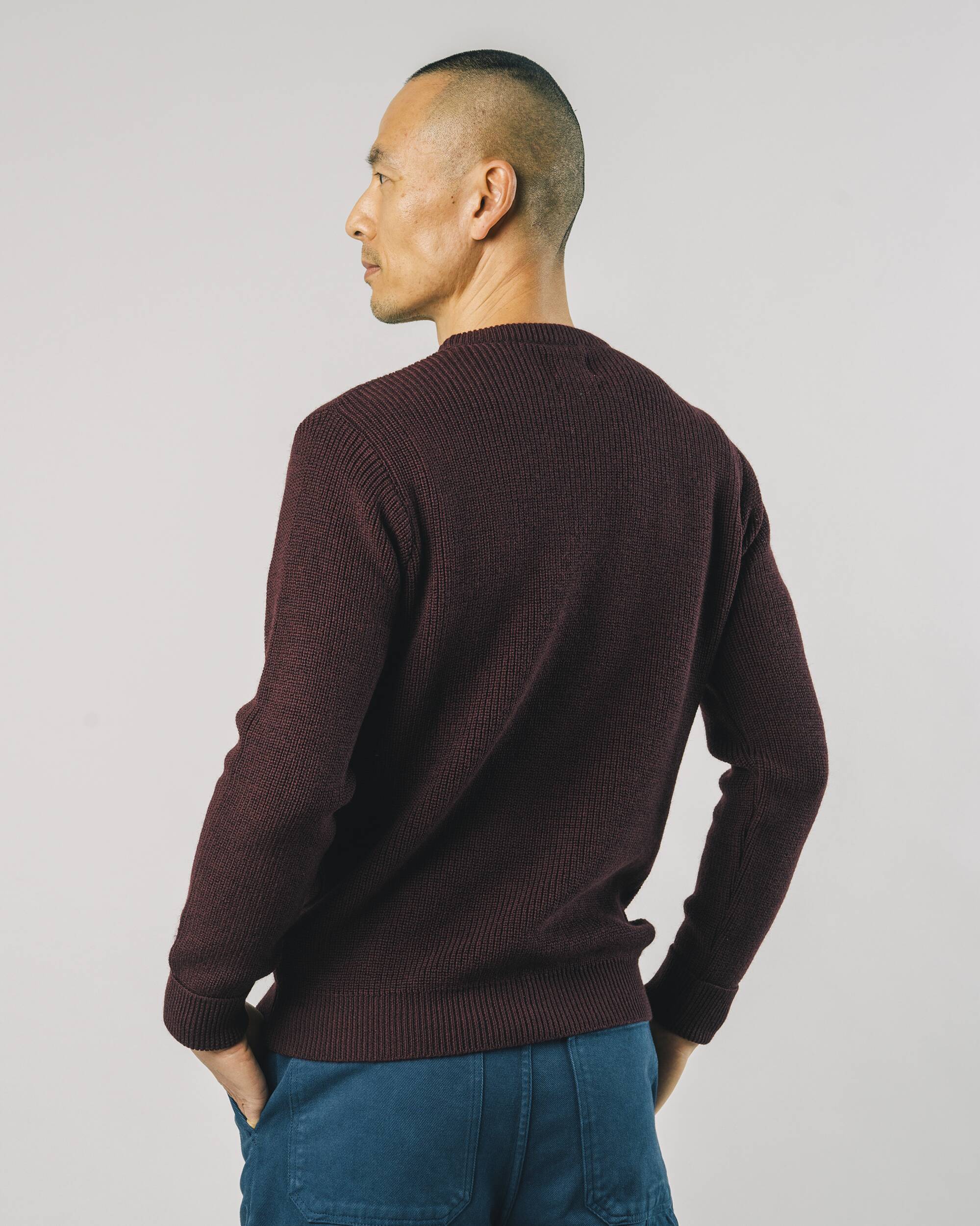 Workwear - Sweater "Porto Wine" in dunkel - rot aus 100% Bio - Merinowolle von Brava Fabrics