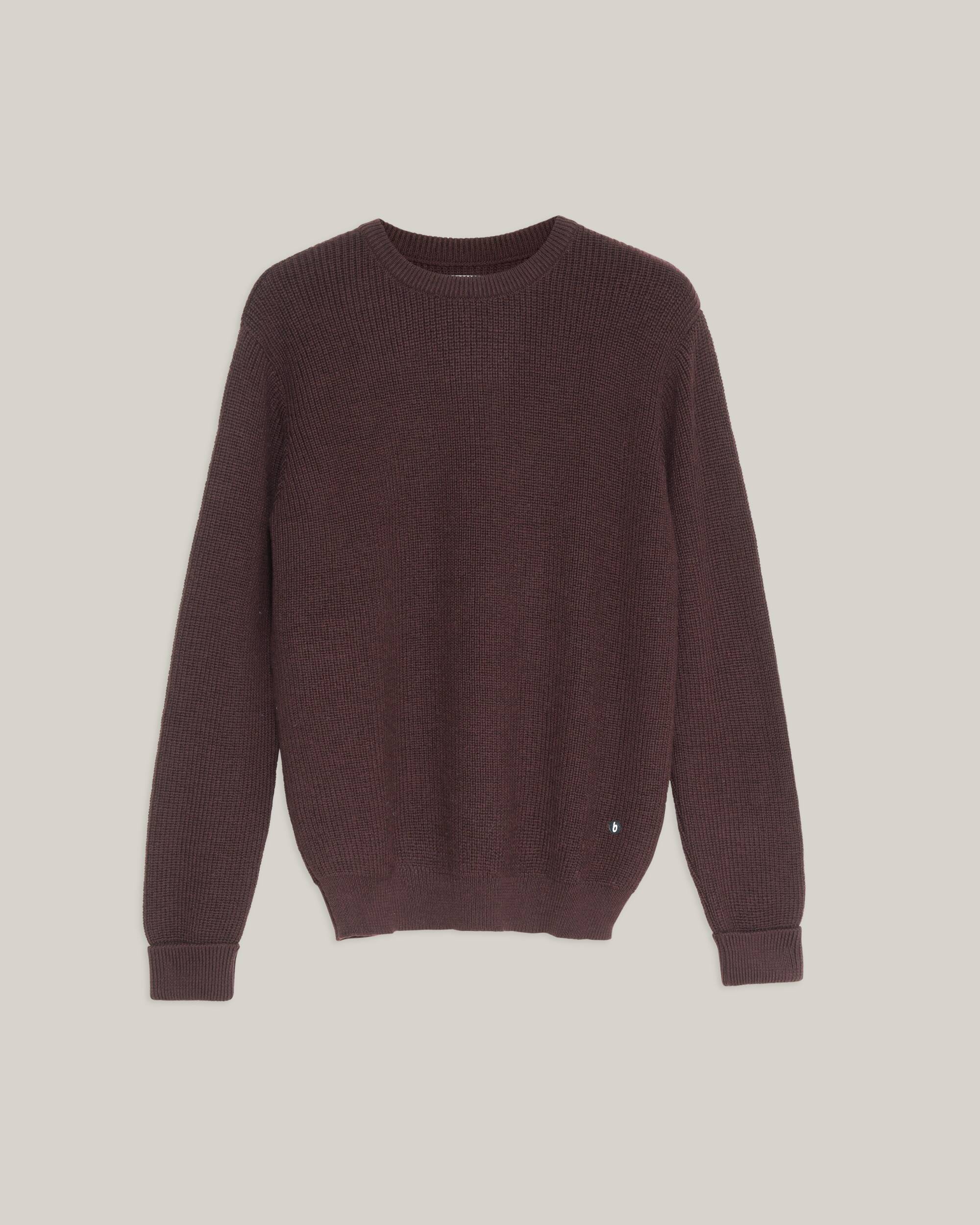 Workwear - Sweater "Porto Wine" in dunkel - rot aus 100% Bio - Merinowolle von Brava Fabrics