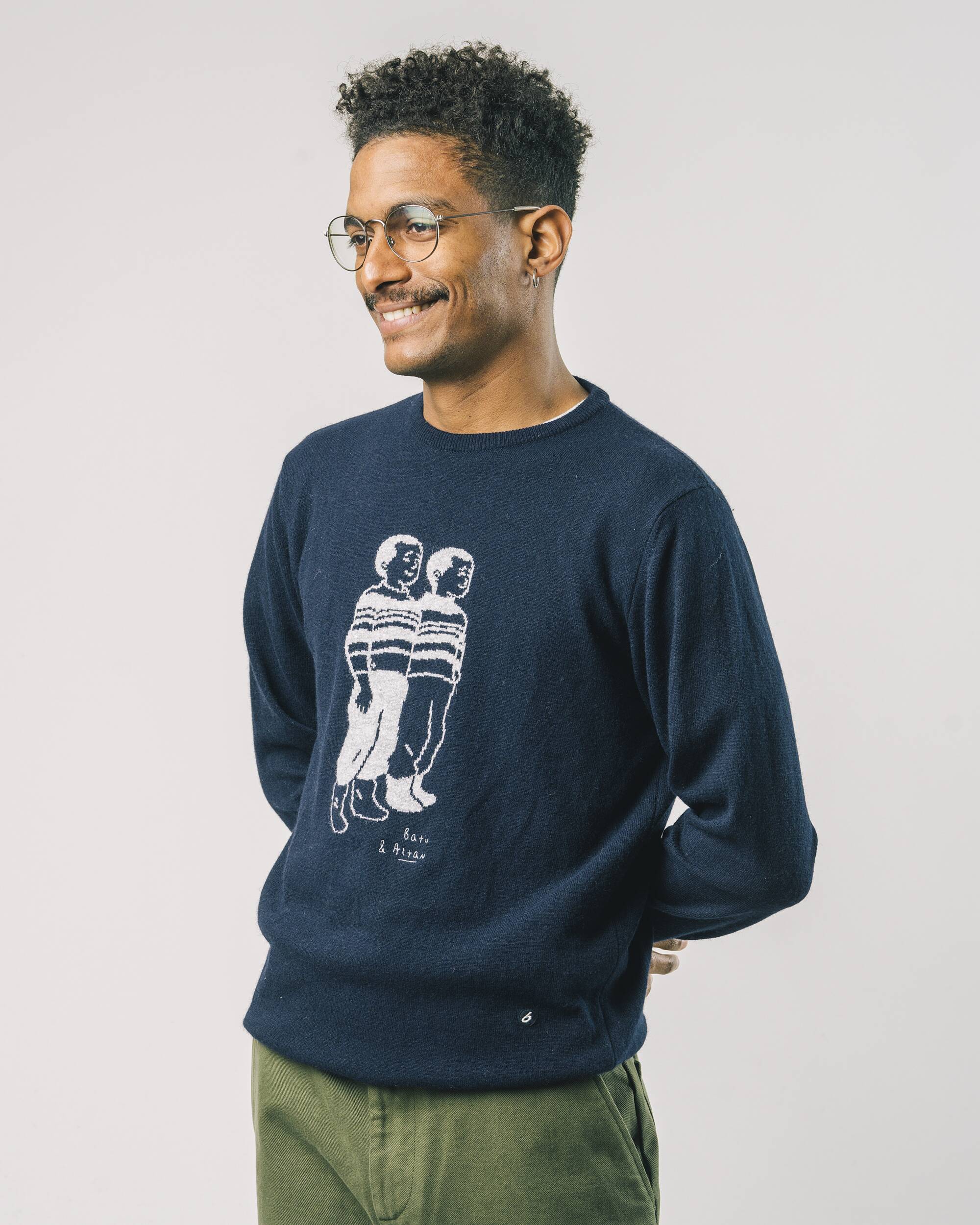 Sweatshirt "Twins" in navy - blue made from 100% recycled material from Brava Fabrics
