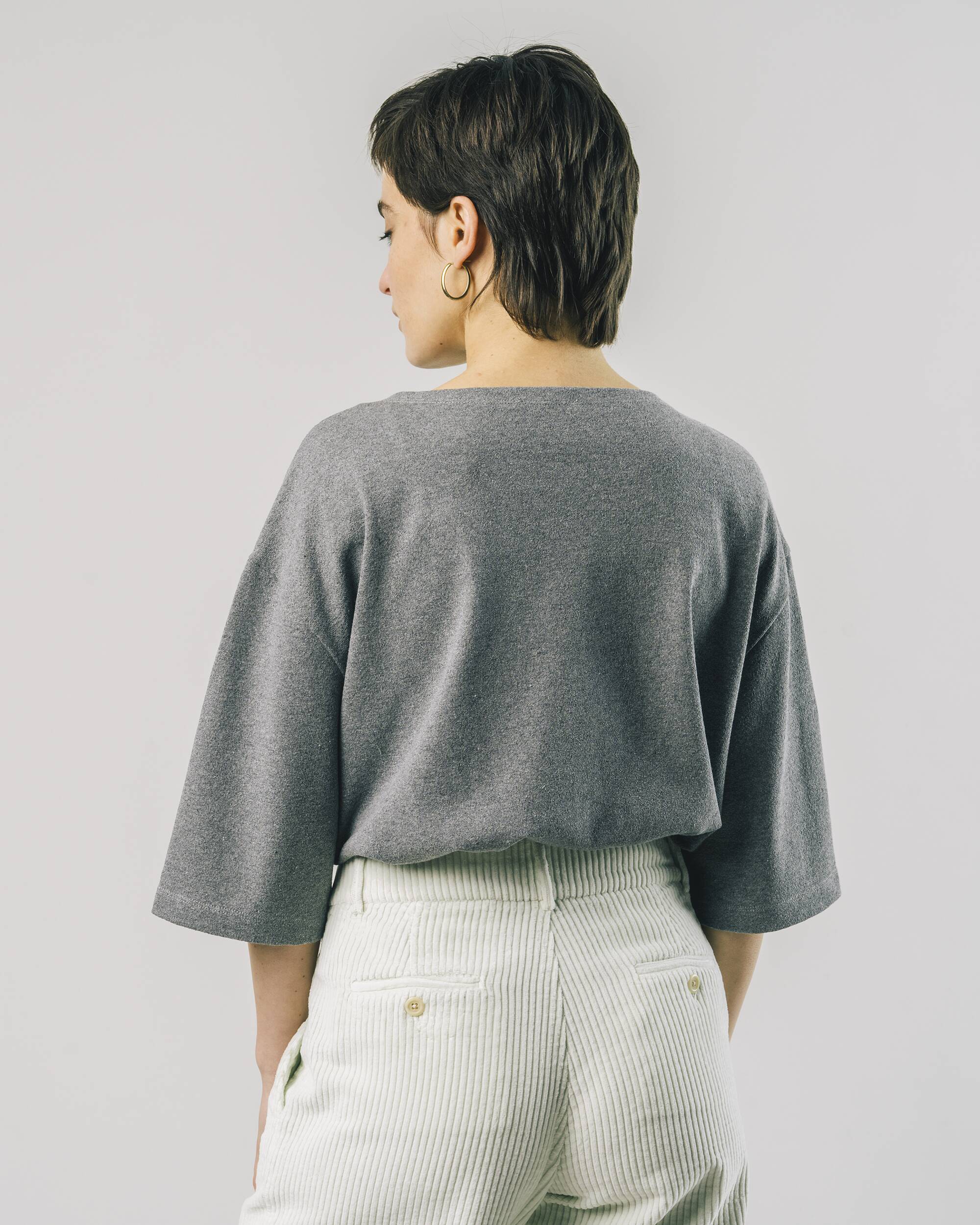 Oversized Sweatshirt "Horse" mit 3/4-Ärmeln in grau melliert aus 100% Bio - Baumwole von Brava Fabrics