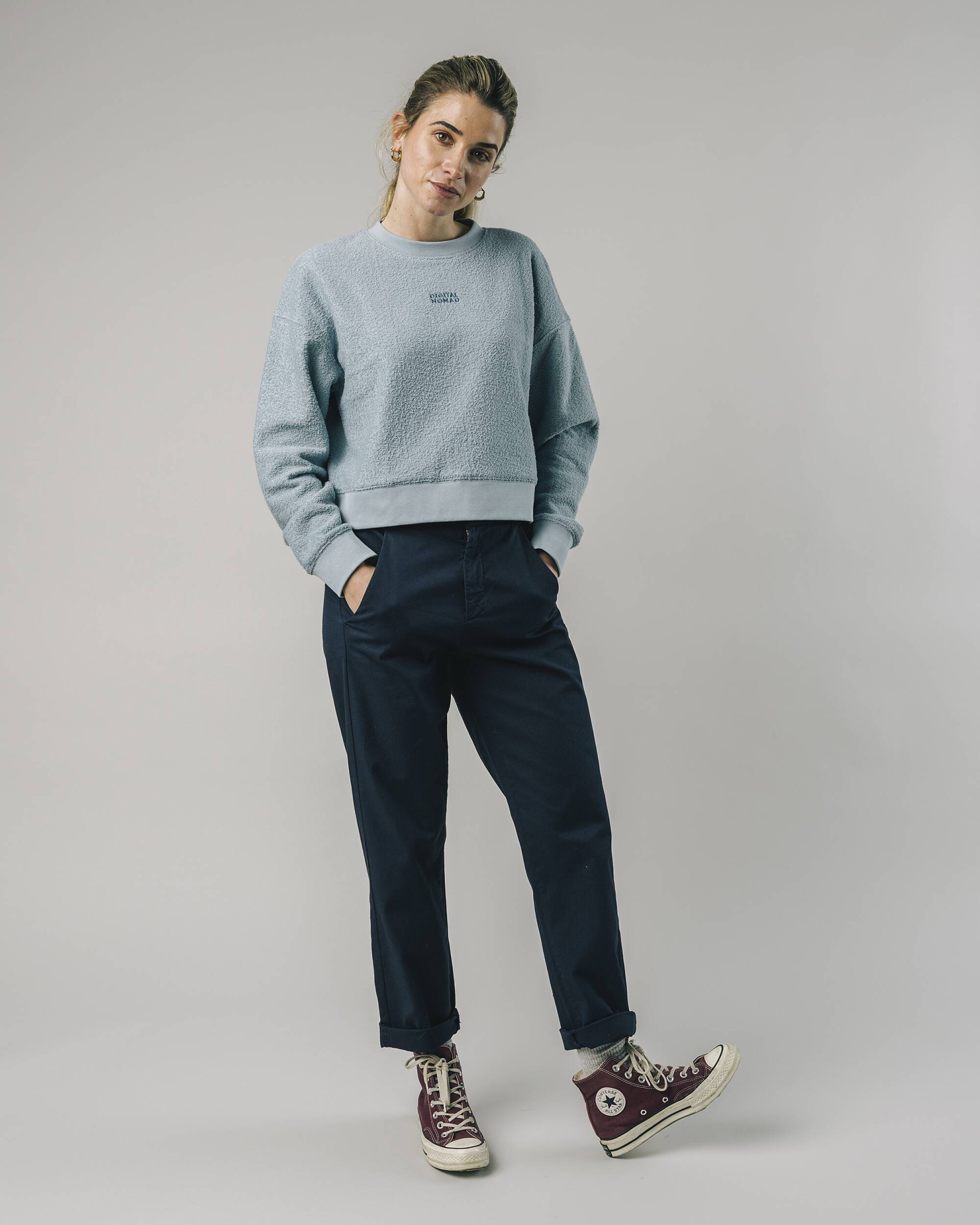 Sweatshirt "Nomad Terry" in Stone Blue / blue made from 100% organic cotton from Brava Fabrics