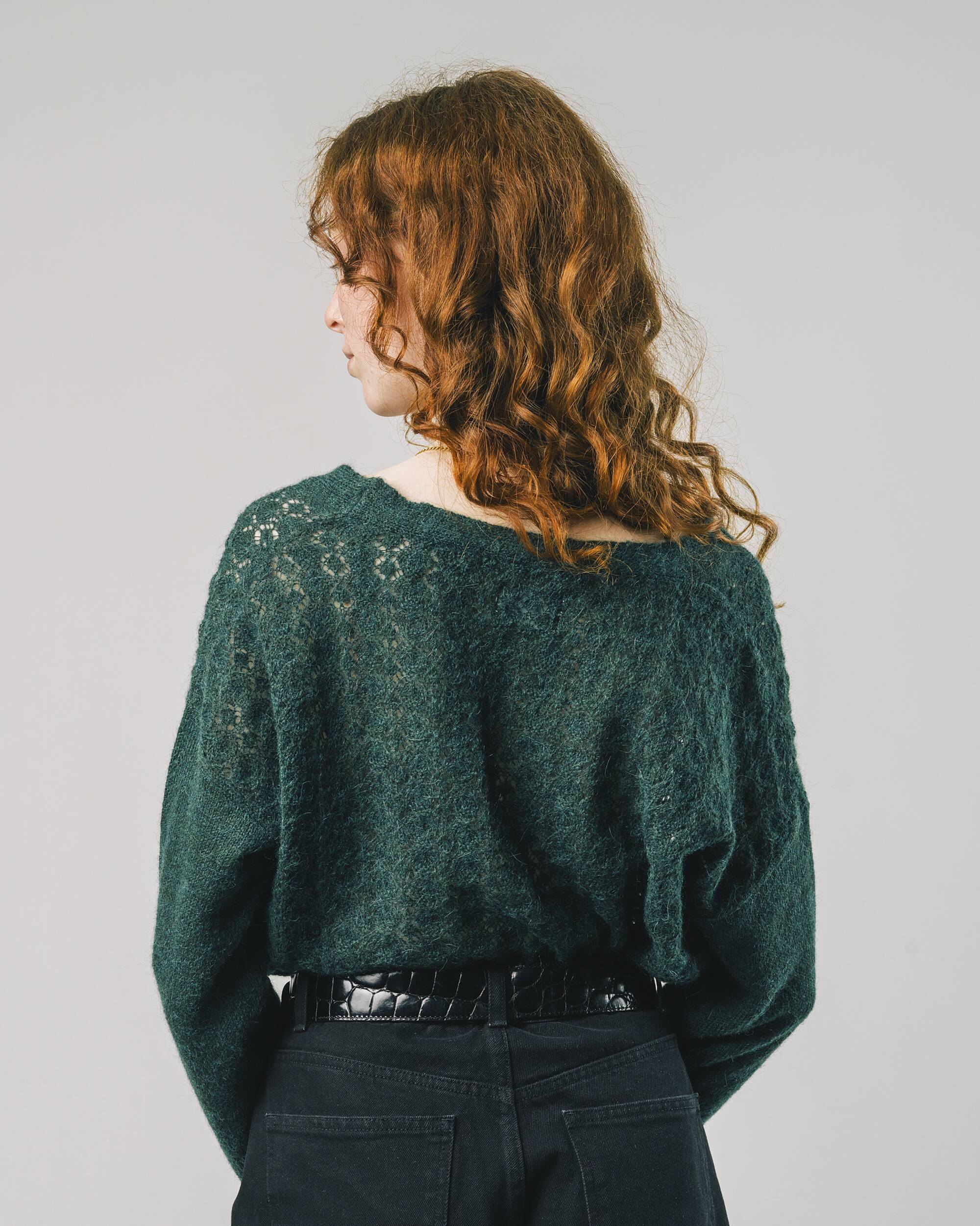 Oversized Strickjacke "Lace" in grün aus 100% recycelten Fasern von Brava Fabrics