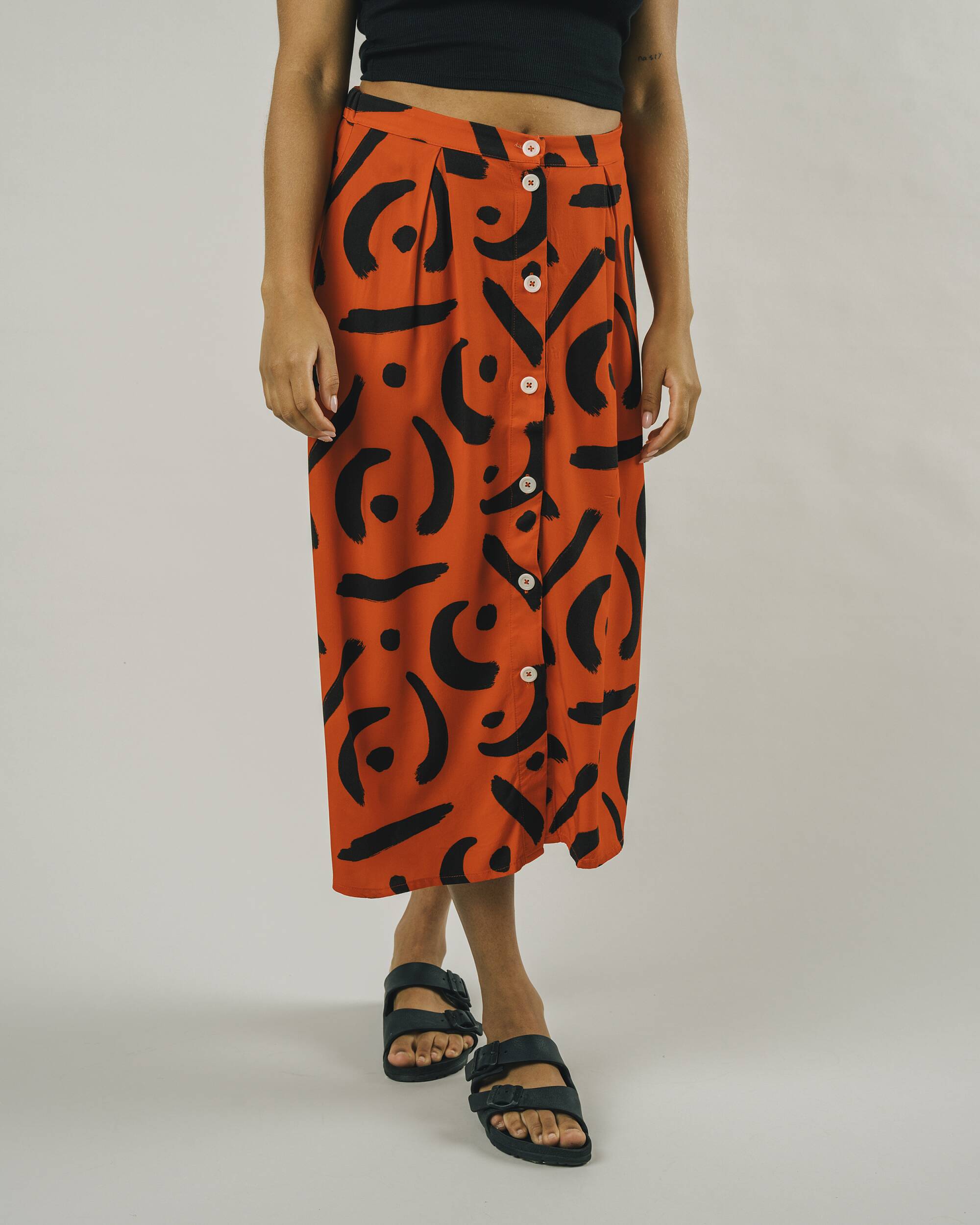 Orange, schwarzer Rock Make It Yours aus 100% Viskose von Brava Fabrics