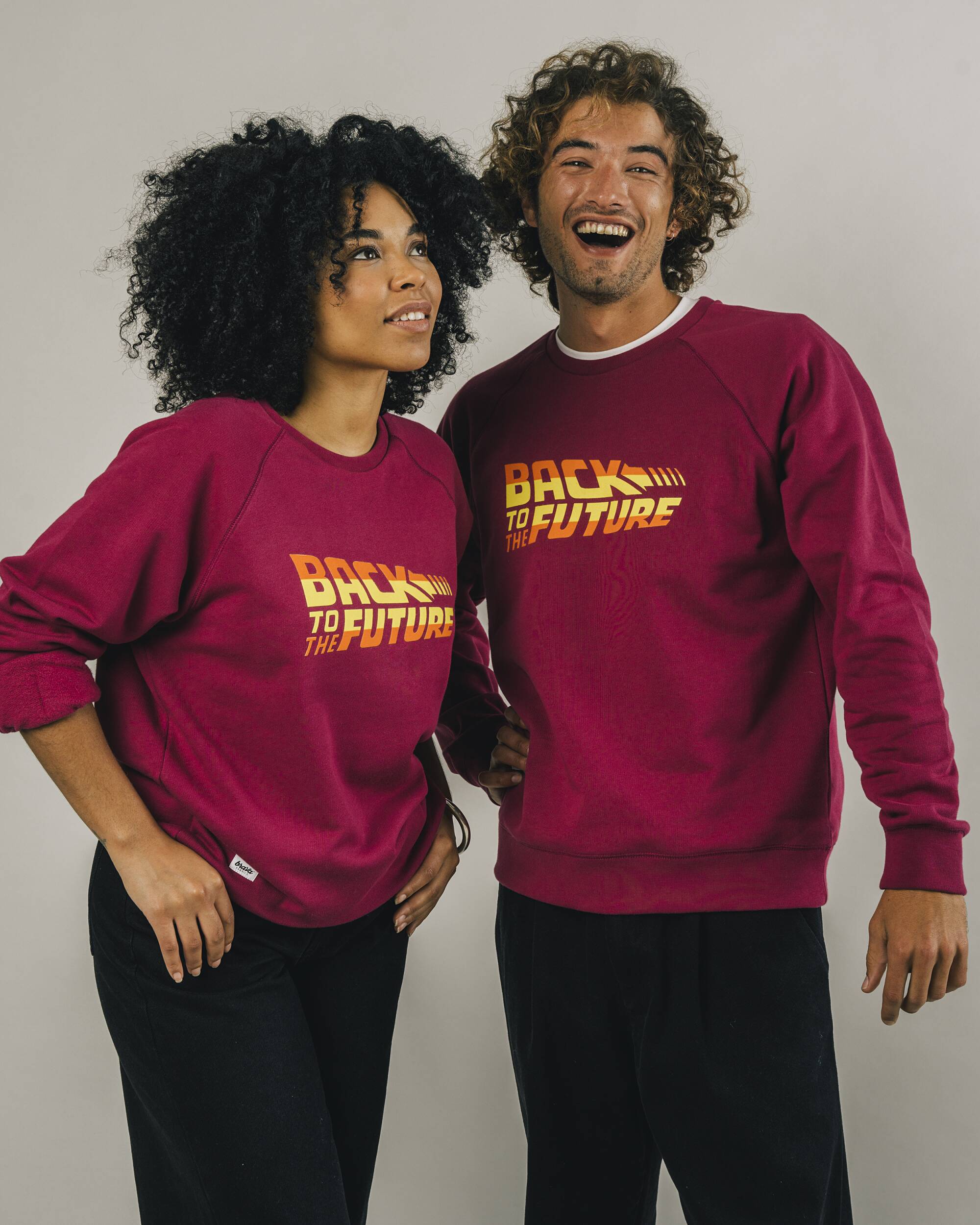 Colorful sweater BTTF logo made from 100% organic cotton Brava Fabrics