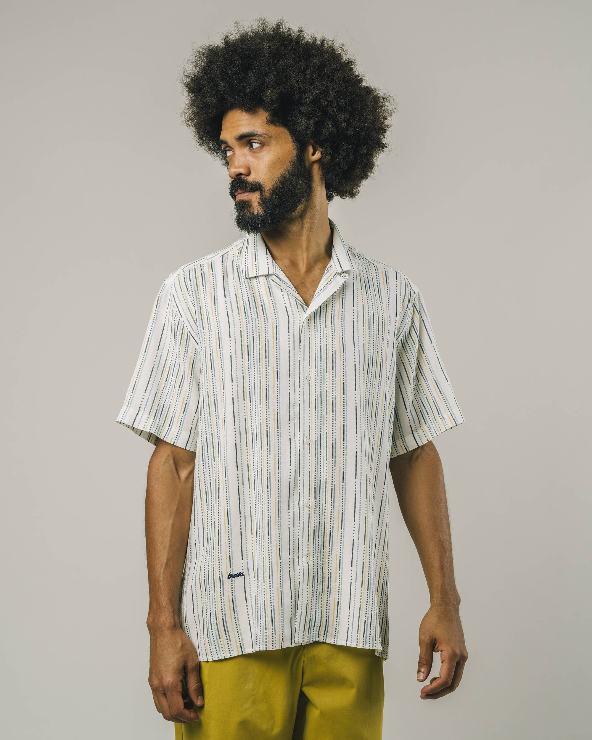 Colorful, short-sleeved Stripes Aloha shirt made of viscose from Brava Fabrics