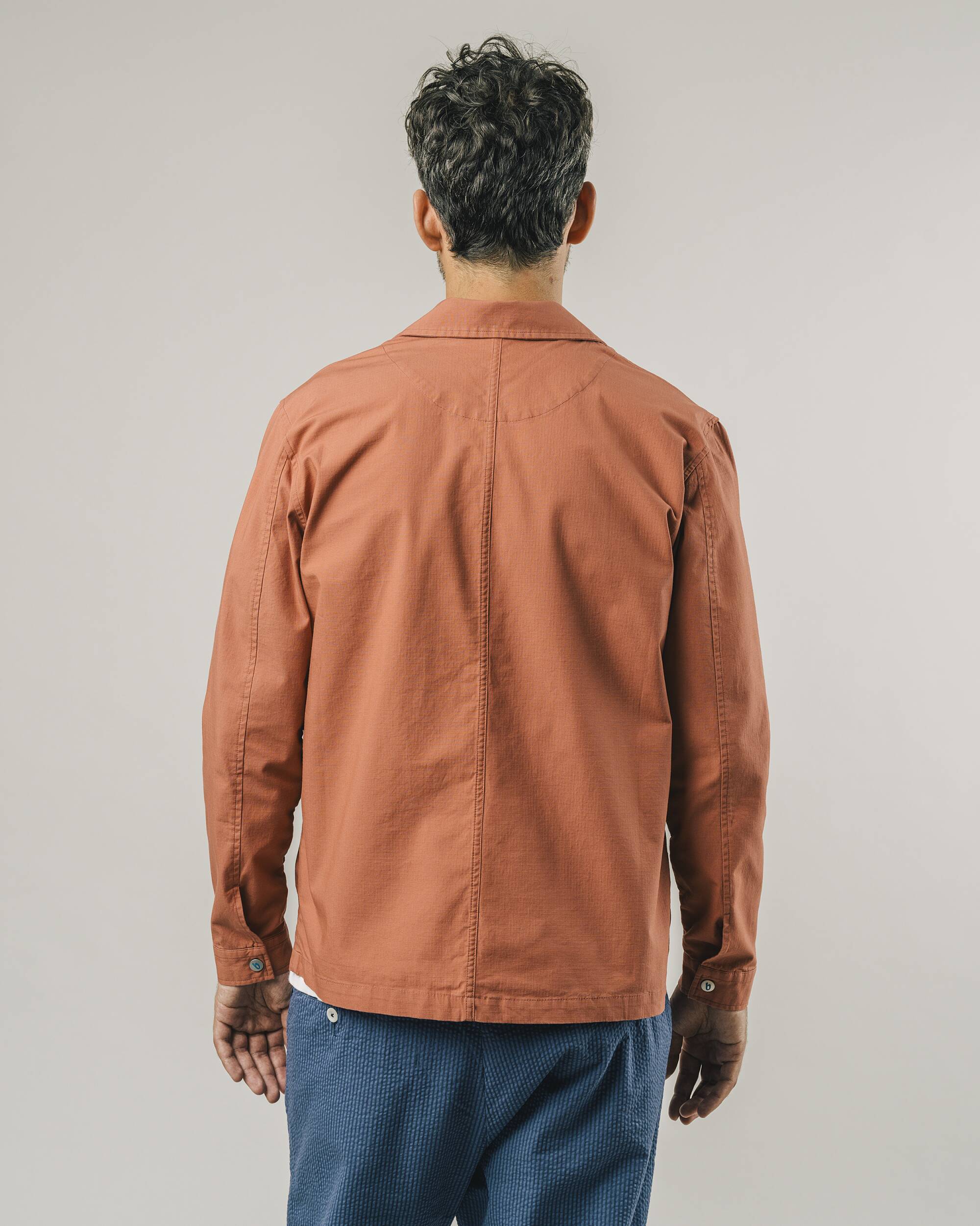 Orange organic cotton ripstop jacket from Brava Fabrics