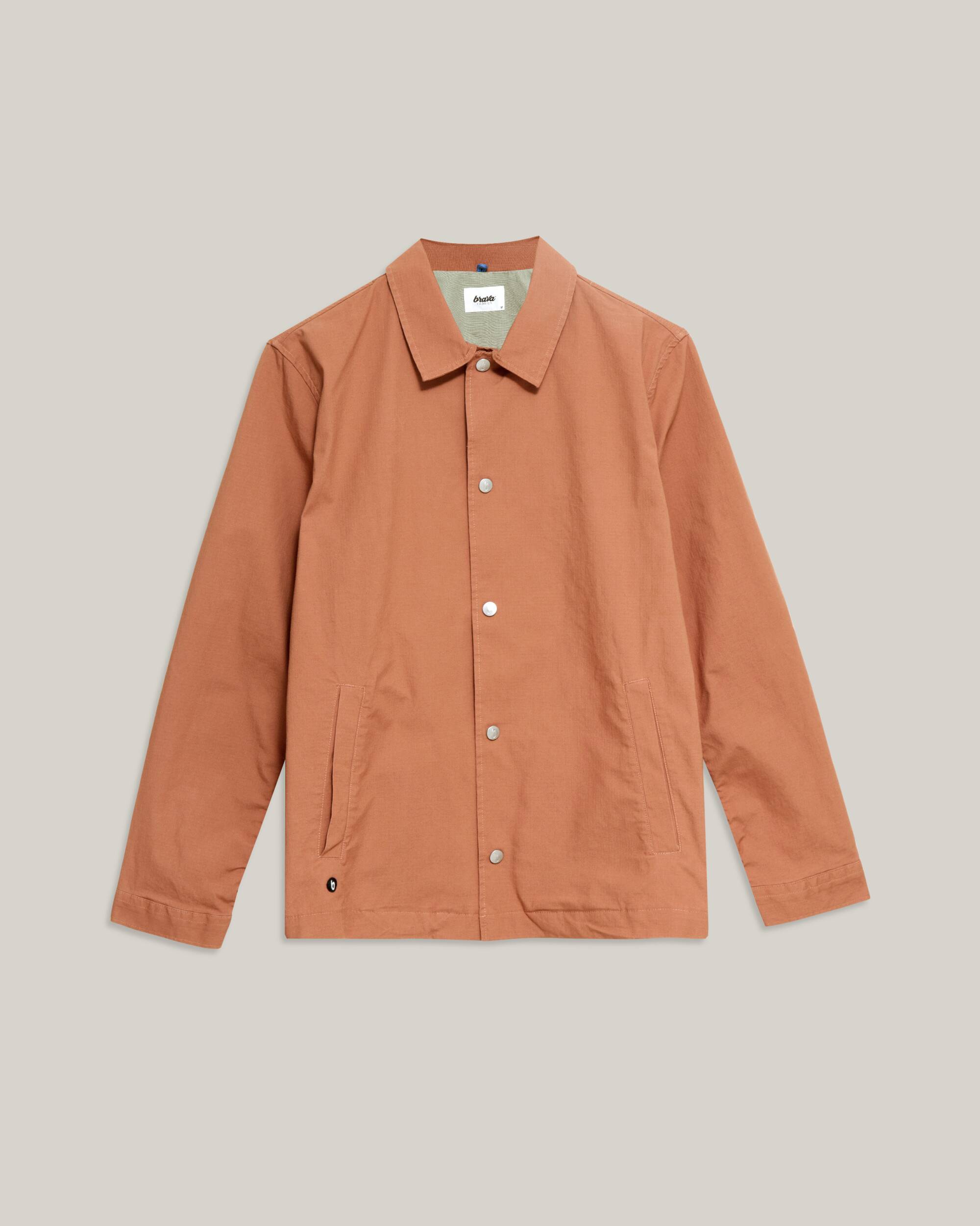 Orange organic cotton ripstop jacket from Brava Fabrics