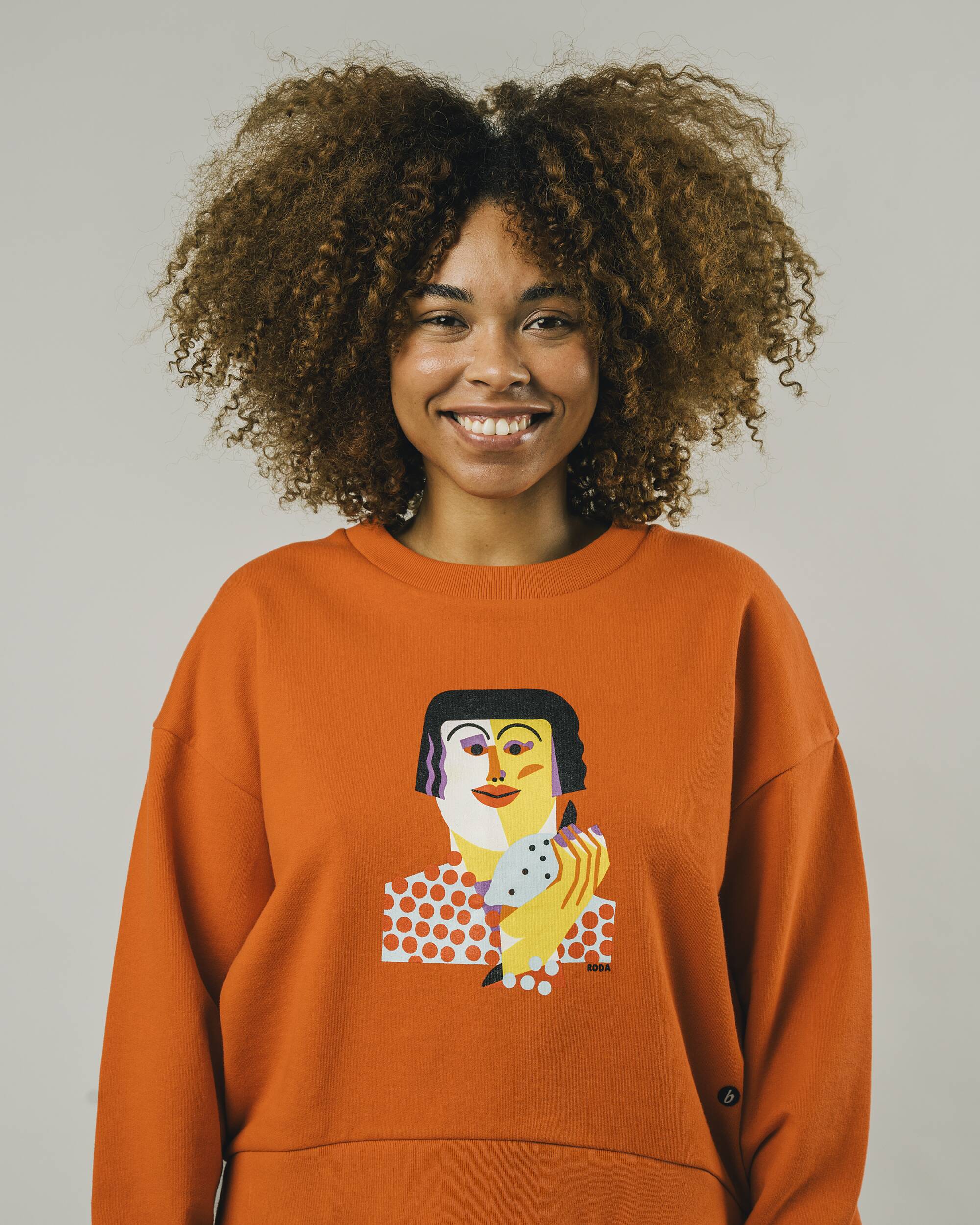 Colorful sweater Roda Face made of 100% organic cotton from Brava Fabrics