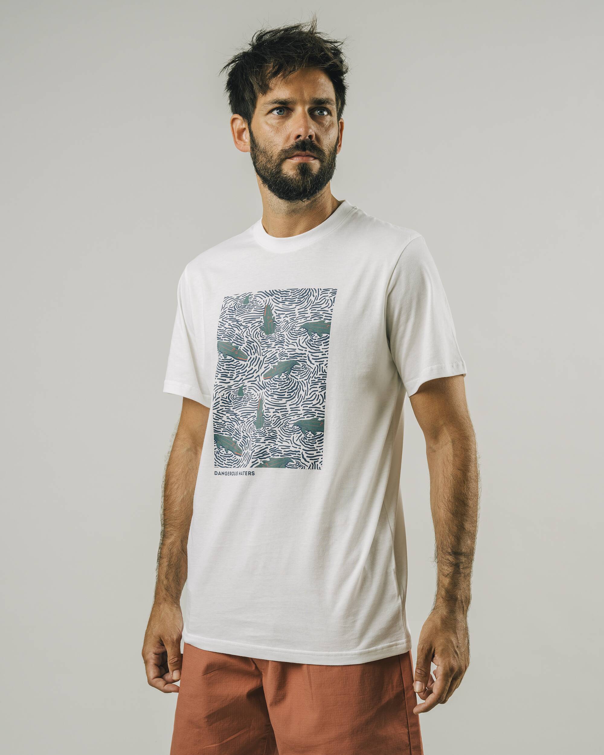 T-shirt blanc imprimé crocodile en coton 100% biologique de Brava Fabrics