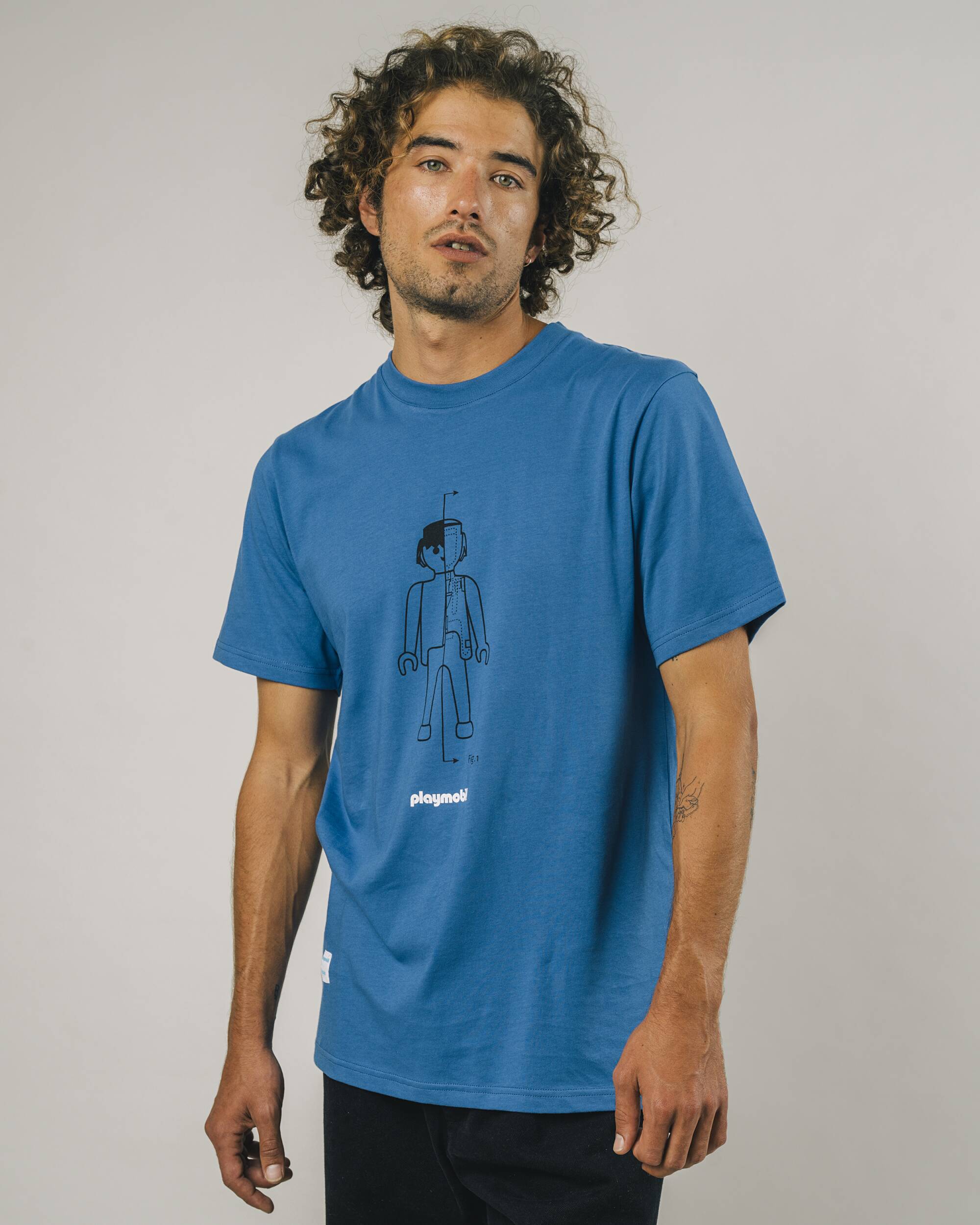 T-shirt bleu PLAYMOBIL Figurine en coton biologique de Brava Fabrics