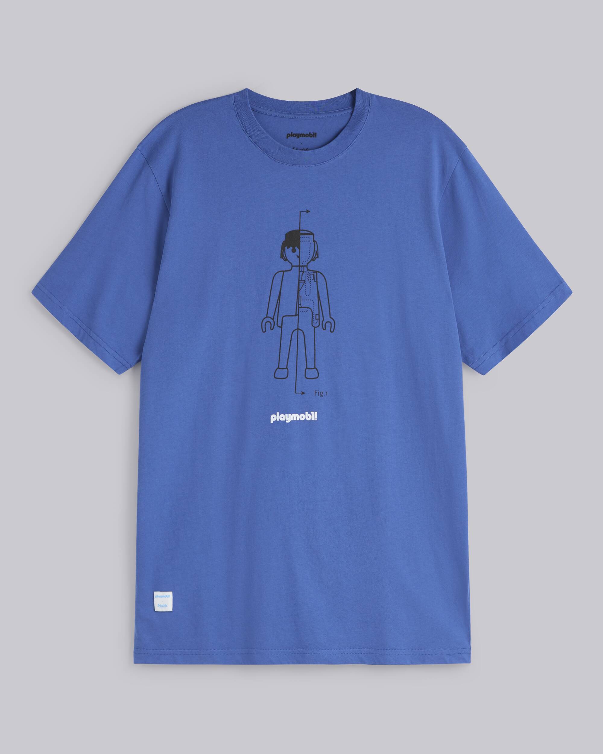 Blue T-shirt PLAYMOBIL Figure made of organic cotton from Brava Fabrics