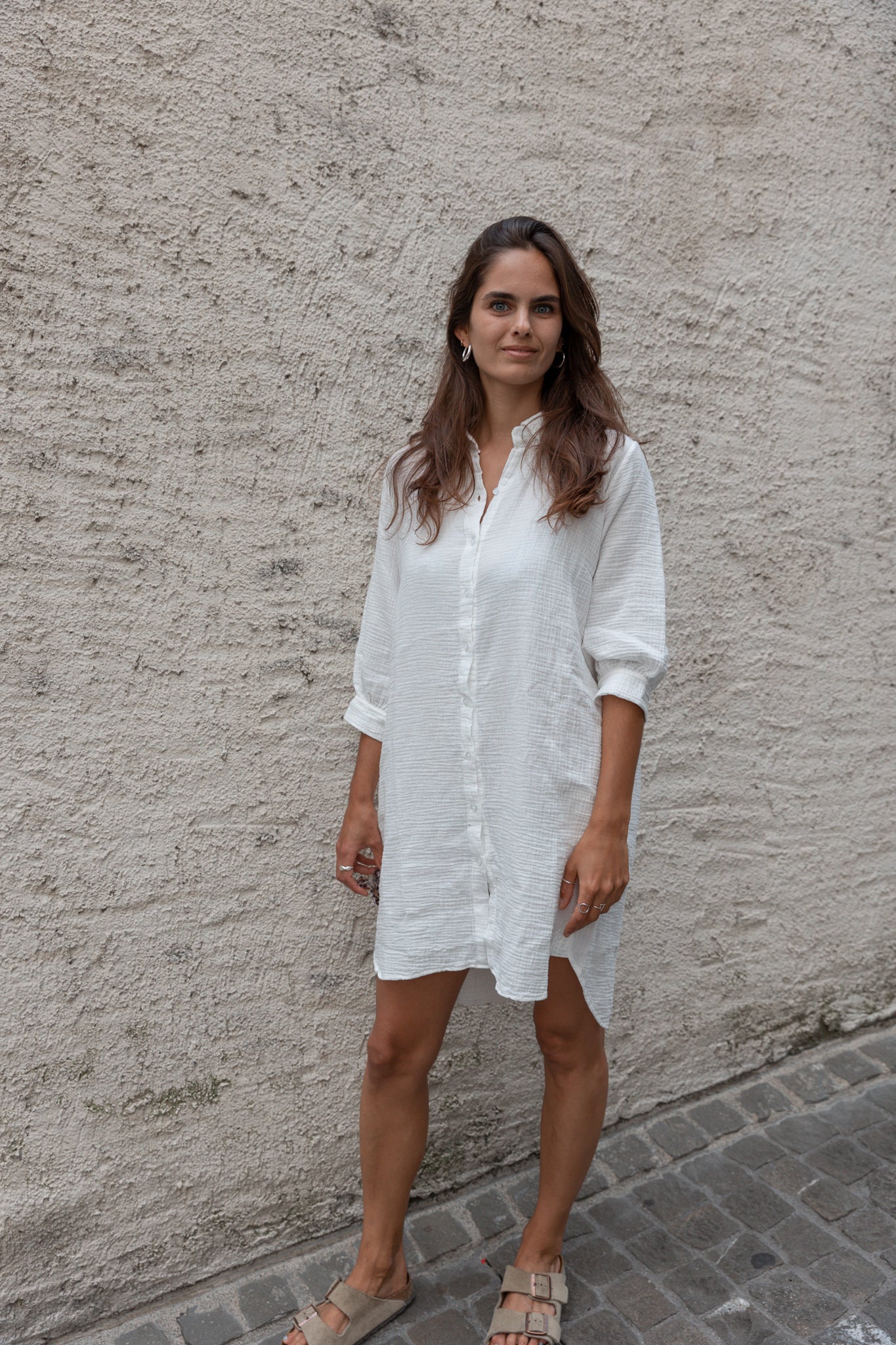 White shirt dress ELI made from 100% organic cotton from Pura Clothing