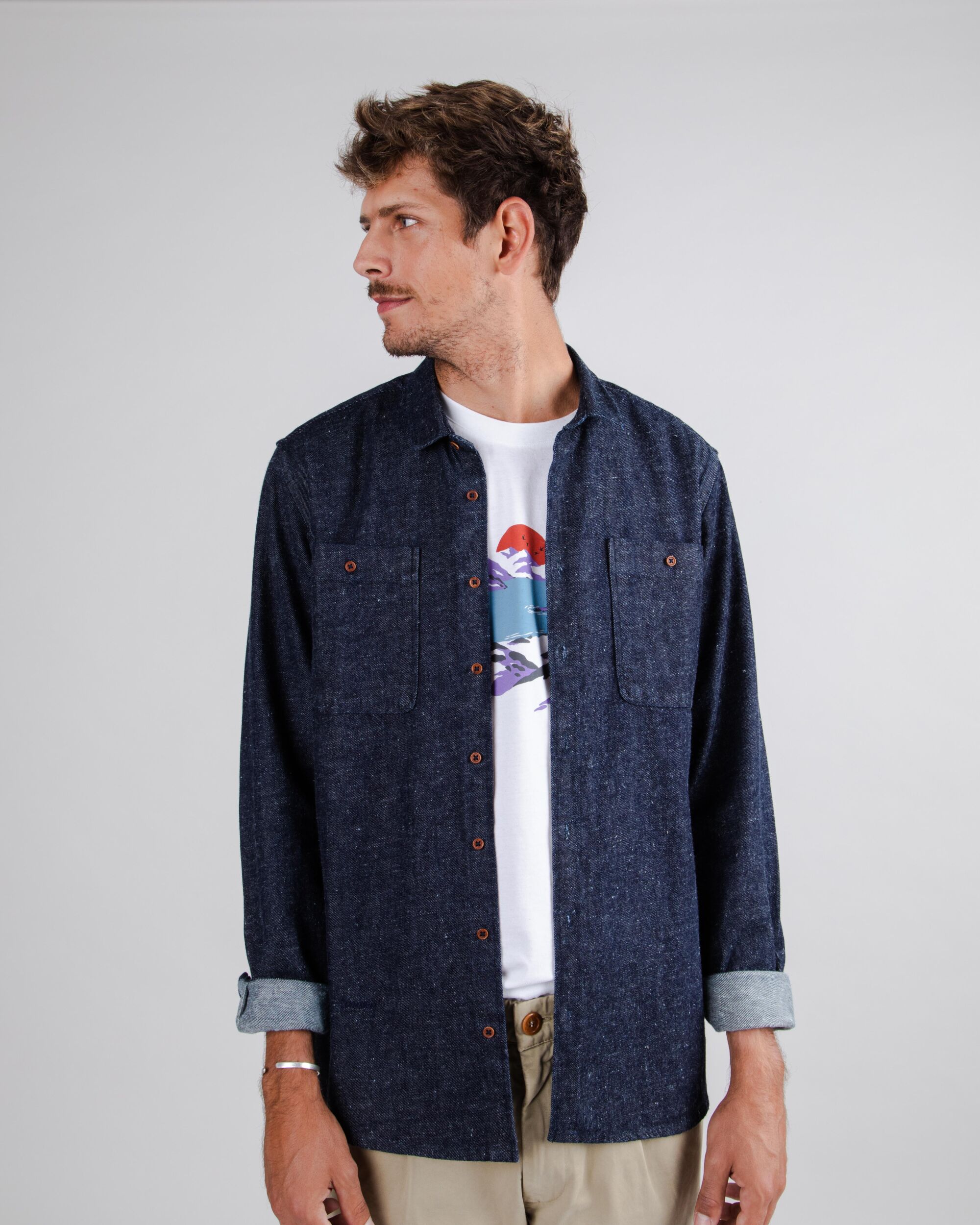 Blaues, langärmliges Hemd Denim aus Bio-Baumwolle von Brava Fabrics