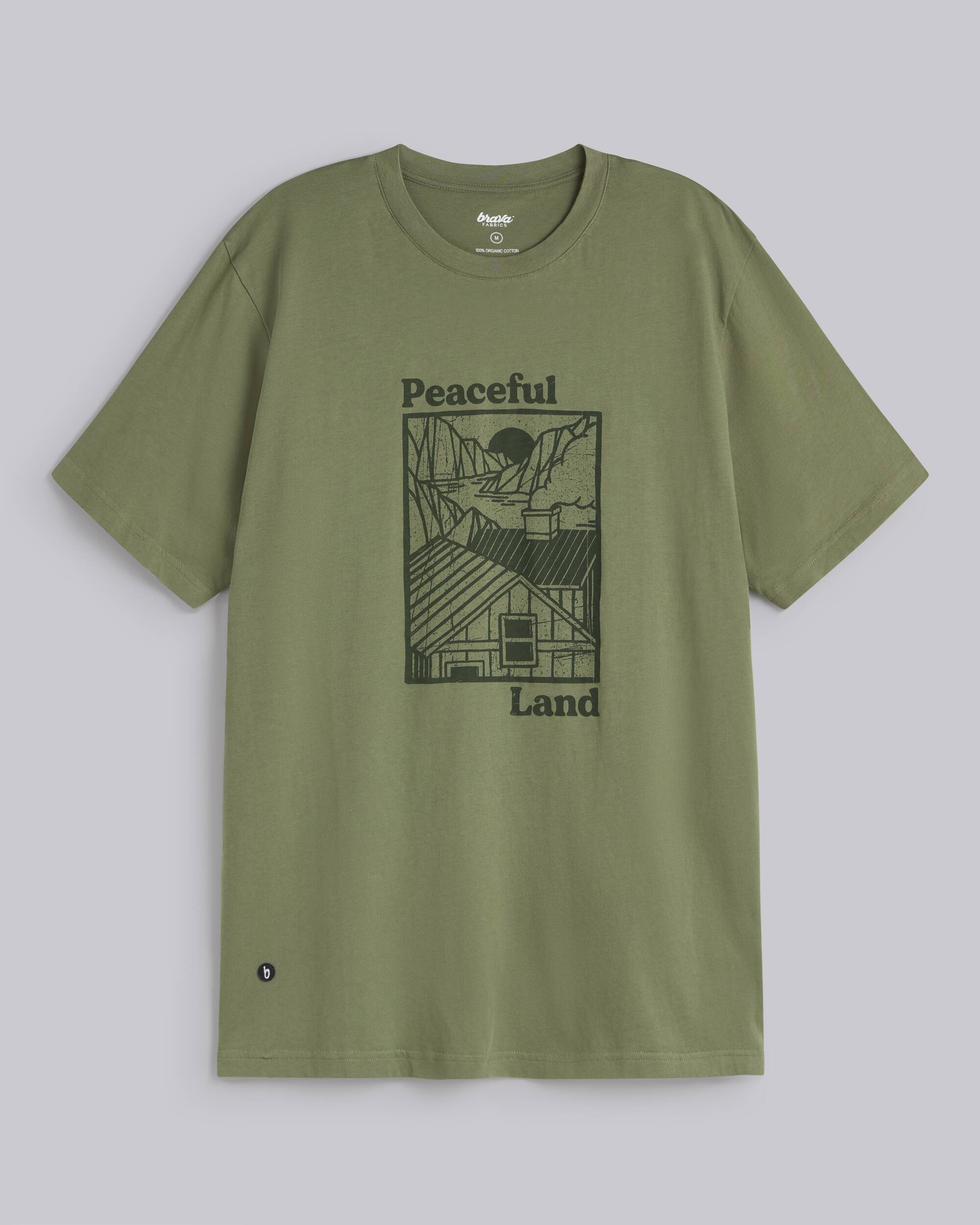 Grünes T-Shirts Peaceful Land aus Bio-Baumwolle von Brava Fabrics