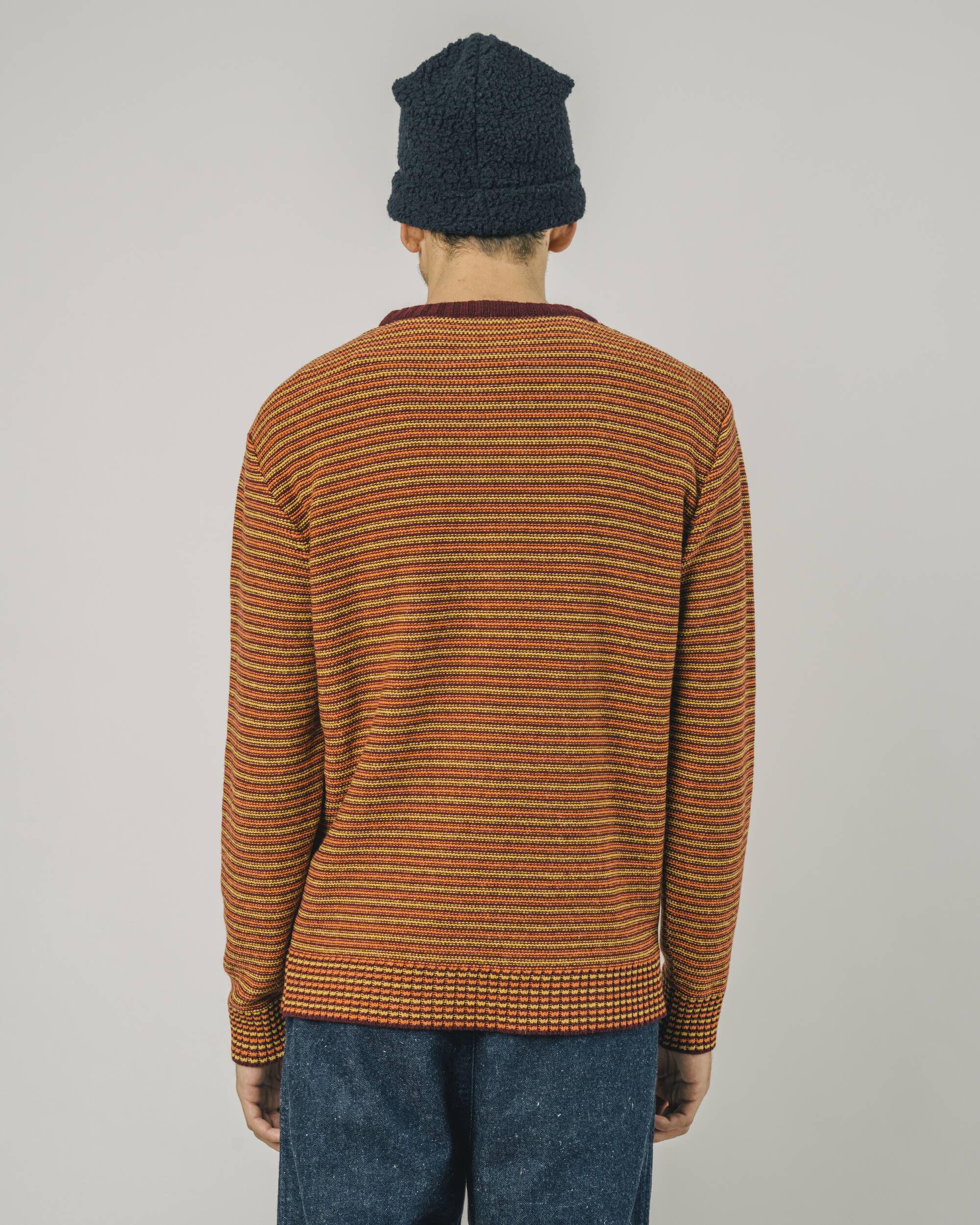 Pull Stripes en laine et cachemire orange de Brava Fabrics