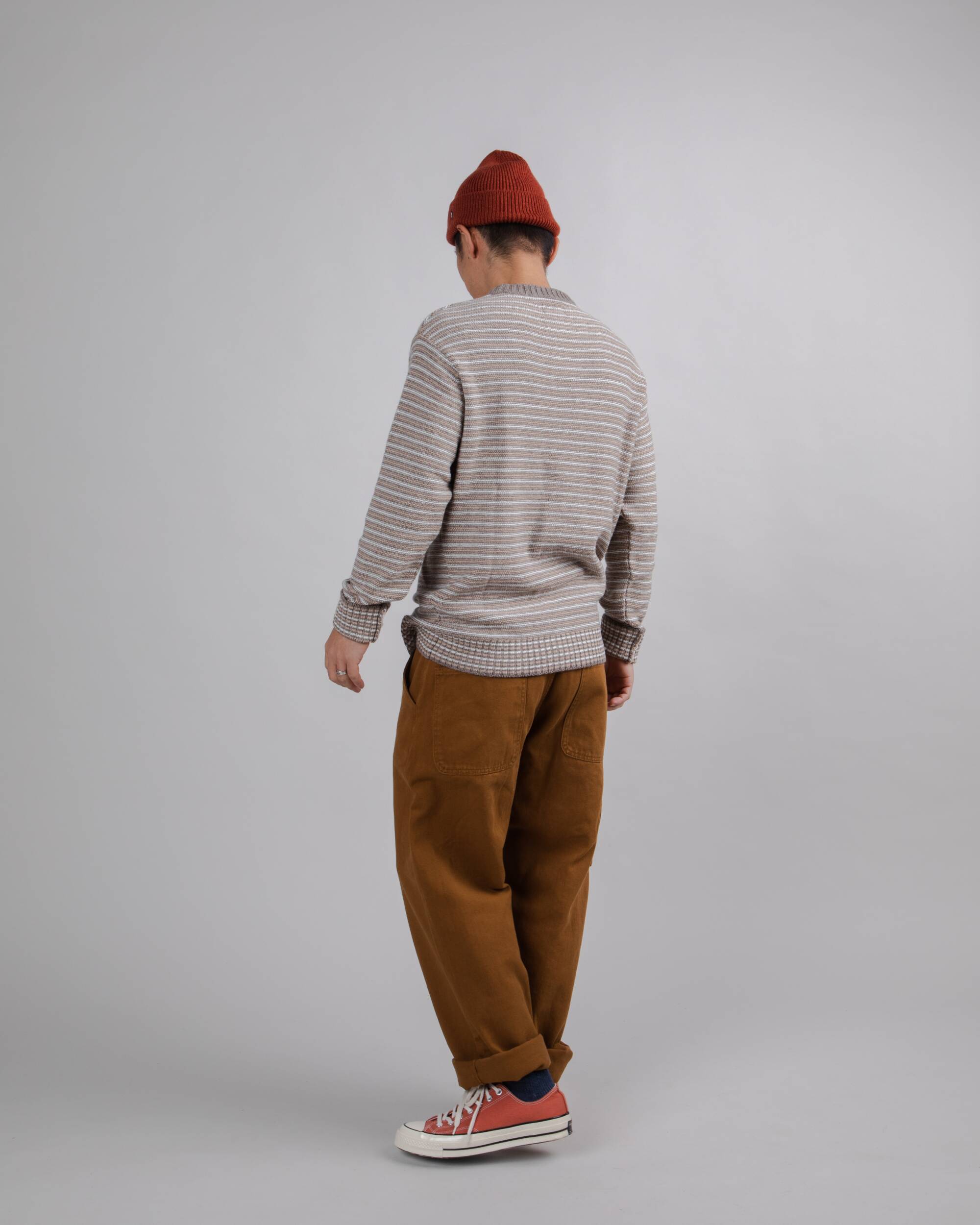 Braun, grau gestreifter Pullover Stripes aus Wolle und Kaschmir von Brava Fabrics
