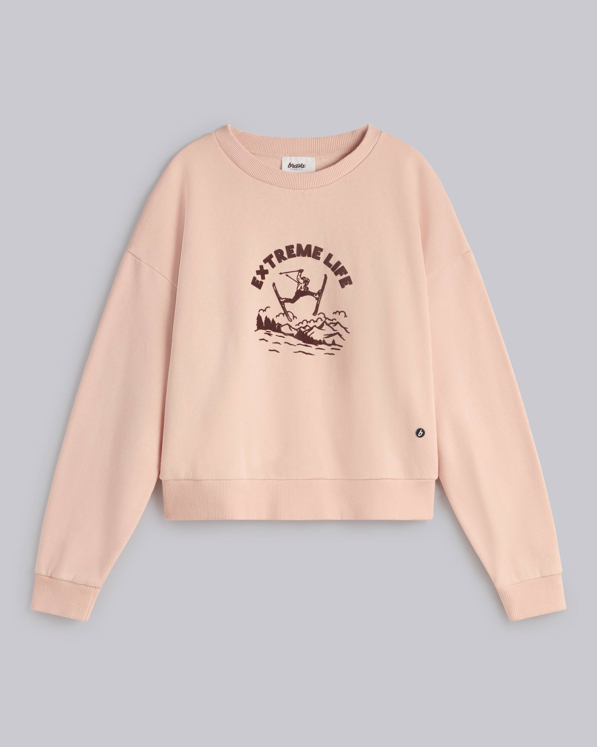 Pink organic cotton cropped sweater from Brava Fabrics