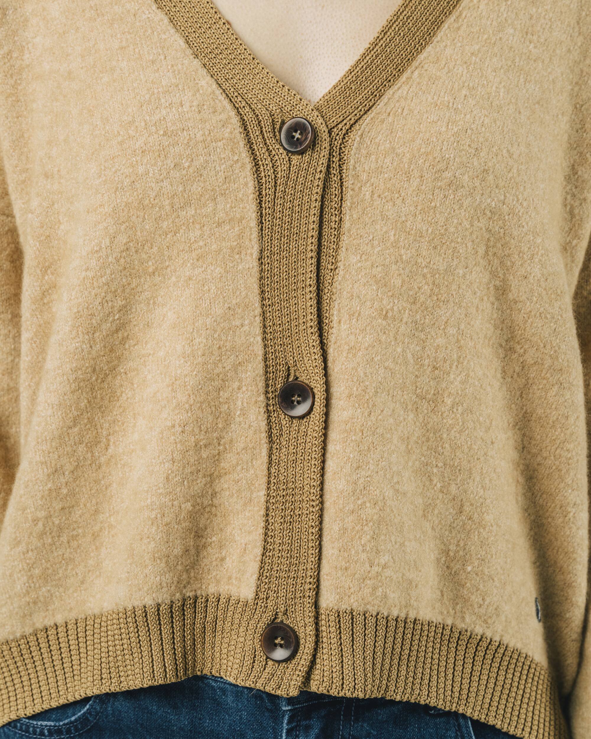 Cardigan beige Contraste en laine recyclée de Brava Fabrics