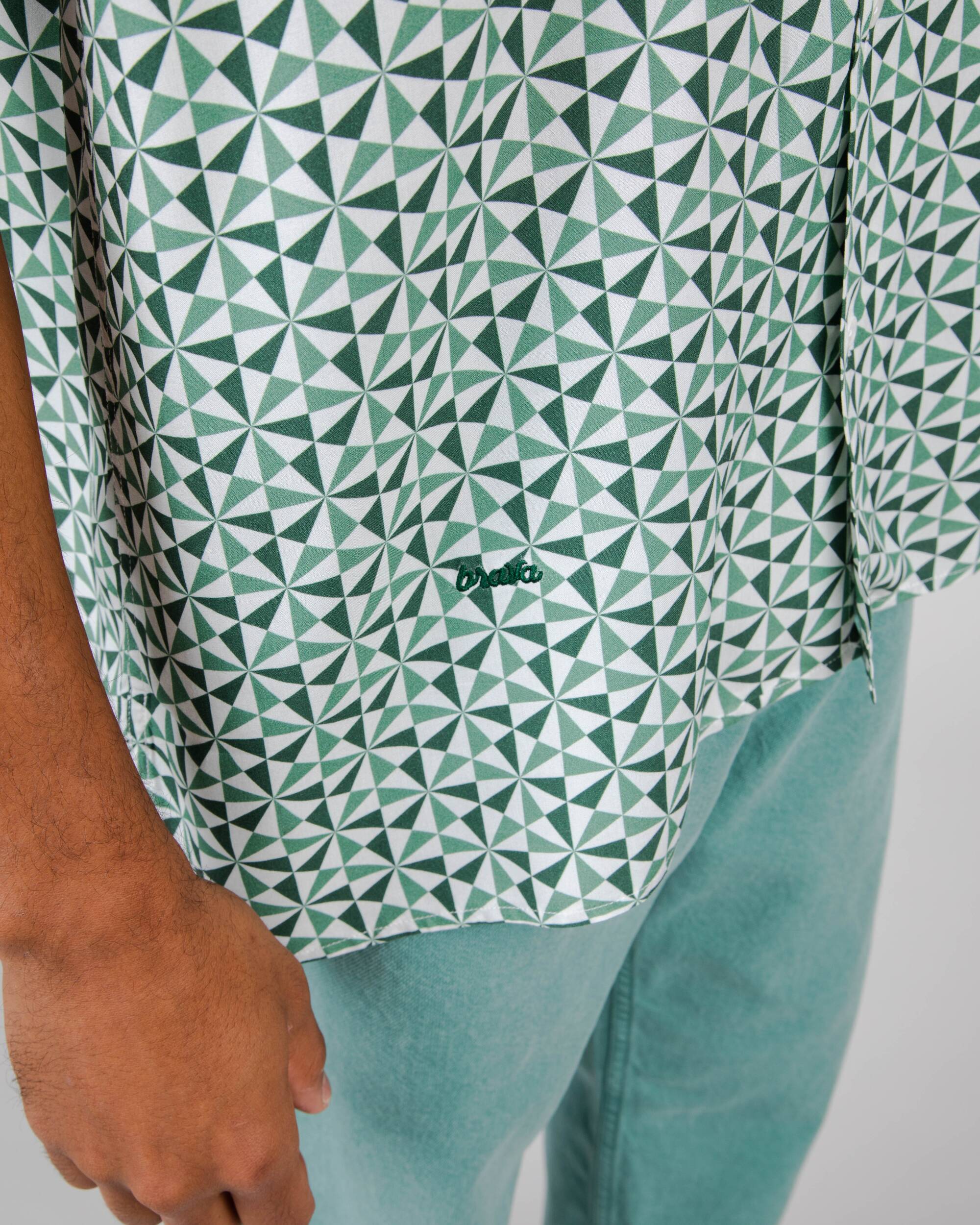 Grünes kurzärmliges Hemd Alhambra Aloha aus Viskose von Brava Fabrics