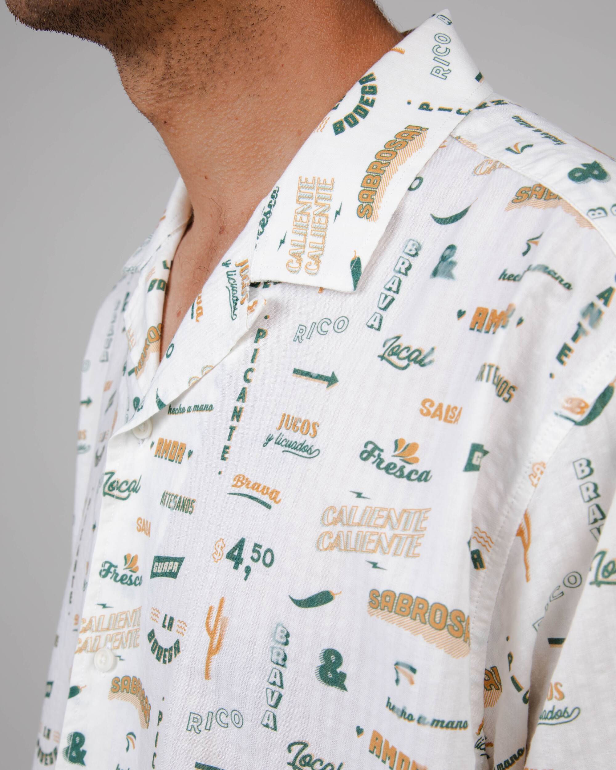 Sabrosa colorful printed short-sleeved organic cotton shirt from Brava Fabrics