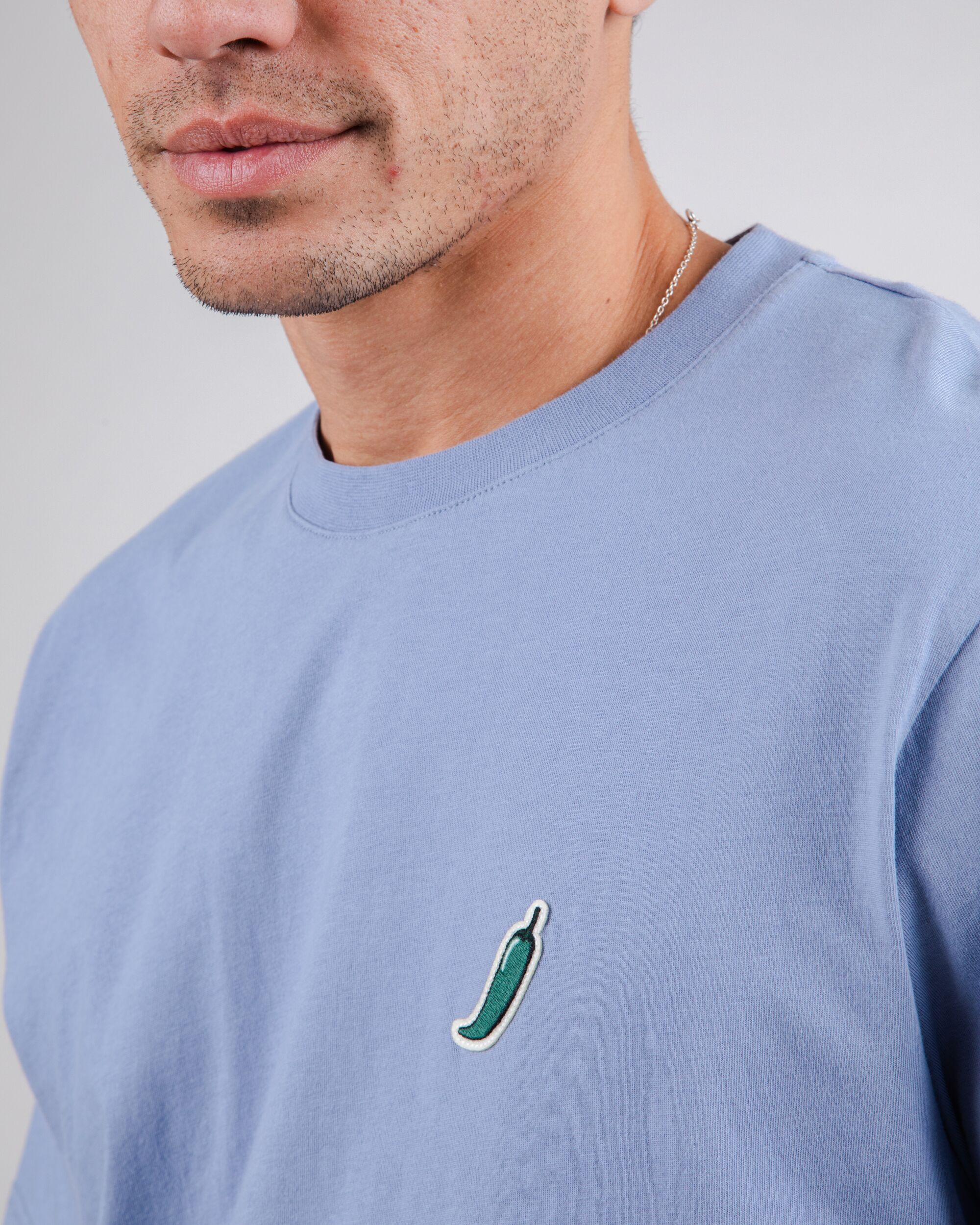 Blue T-shirt Green Chilli made from 100% organic cotton from Brava Fabrics