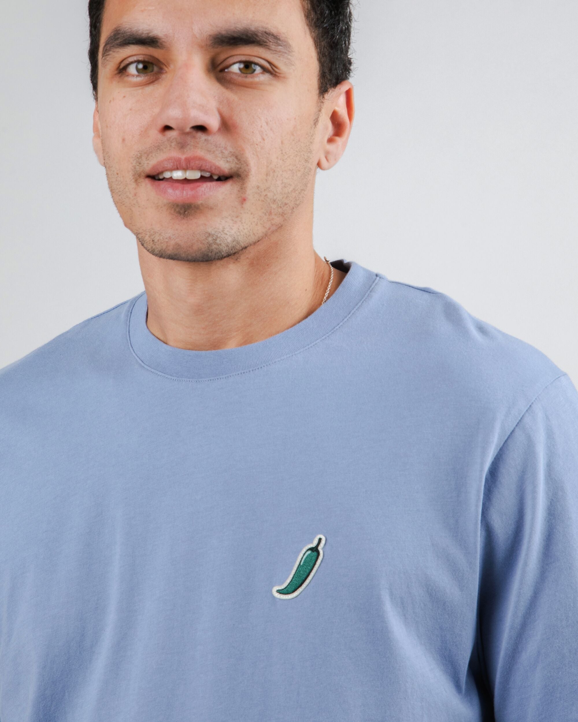 Blue T-shirt Green Chilli made from 100% organic cotton from Brava Fabrics