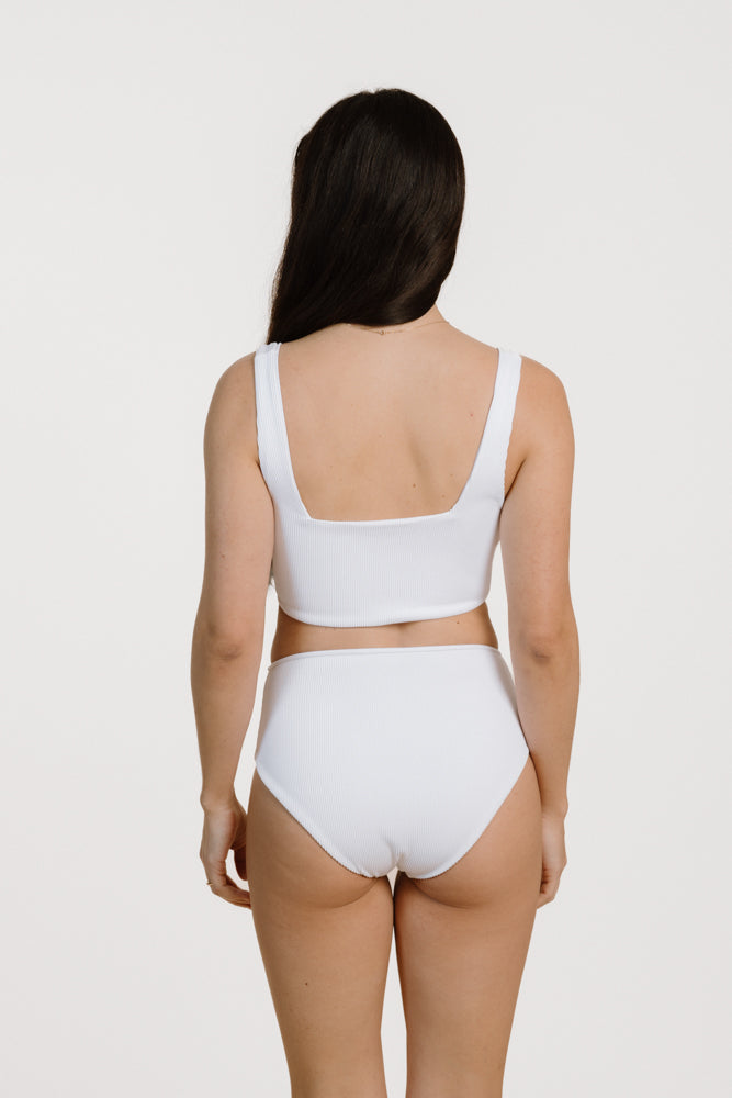 White bikini bottom CALA made from recycled polyamide from Pura Clothing