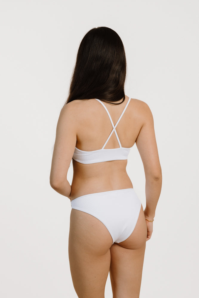 White bikini top OHANA made from recycled polyamide from PURA Clothing