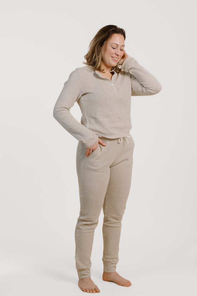 Pantalon beige GALA en lin et coton biologique de PURA Clothing