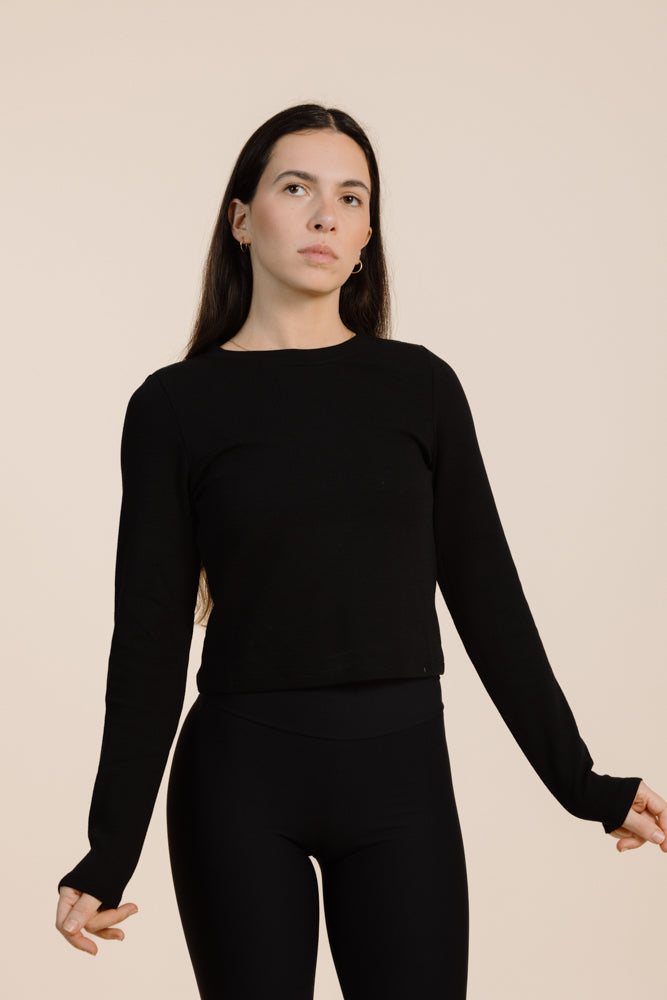 Schwarzer Pullover MAYA aus Bio-Baumwolle von PURA Clothing