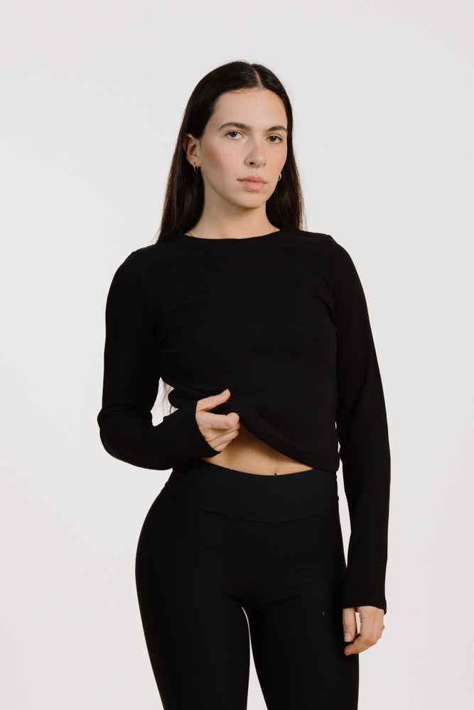 Schwarzer Pullover MAYA aus Bio-Baumwolle von PURA Clothing