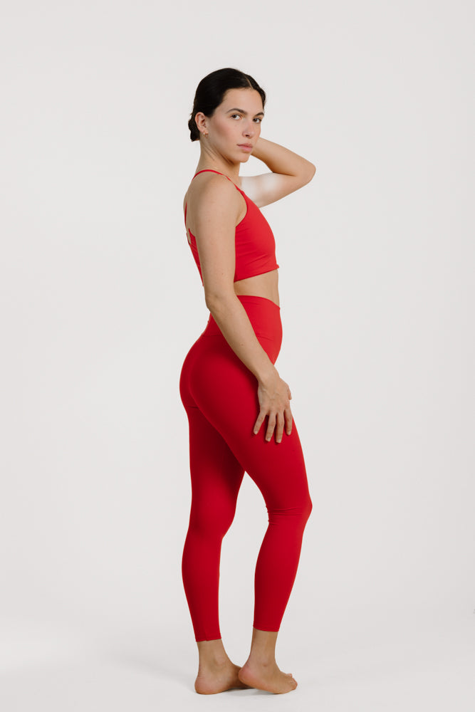 Red NINA leggings made from recycled polyamide from PURA Clothing