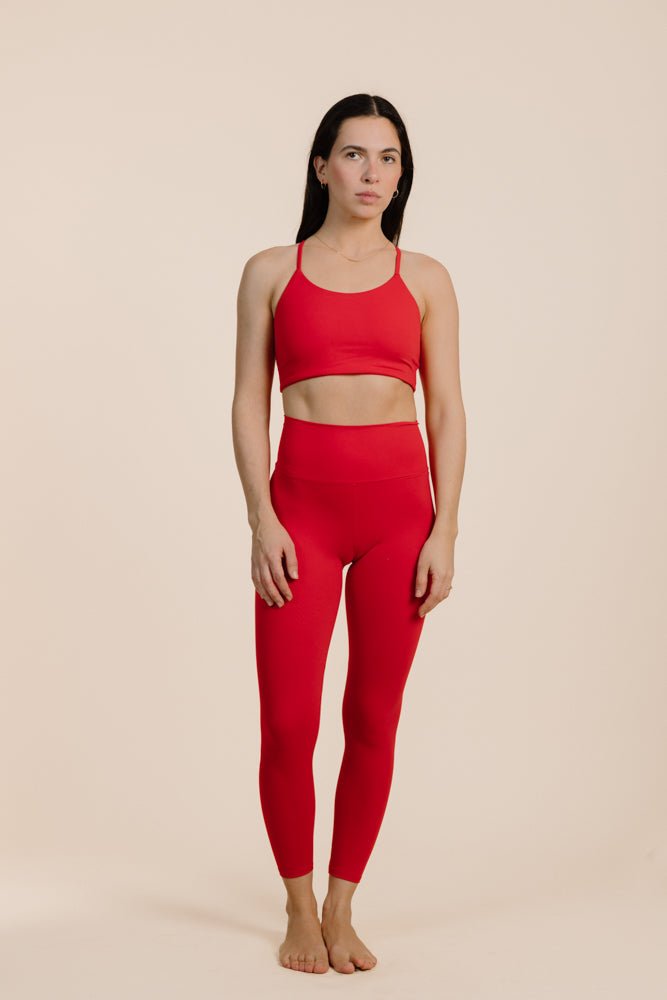 Red NINA leggings made from recycled polyamide from PURA Clothing