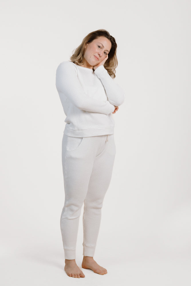 Pantalon UMA blanc en coton 100% biologique de PURA Clothing