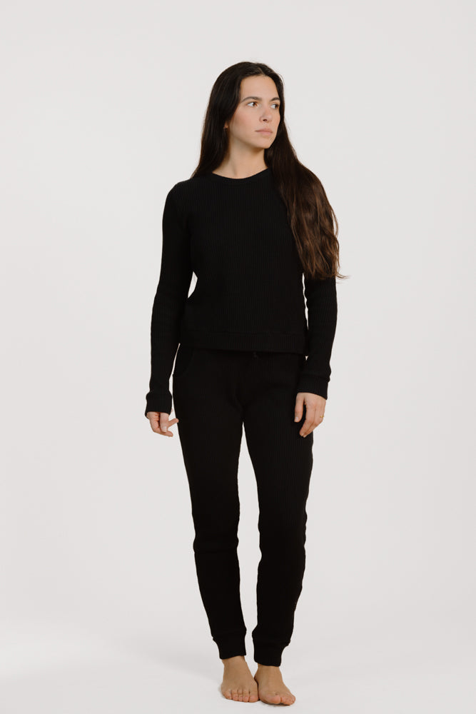 Pantalon UMA noir en coton 100% biologique de PURA Clothing