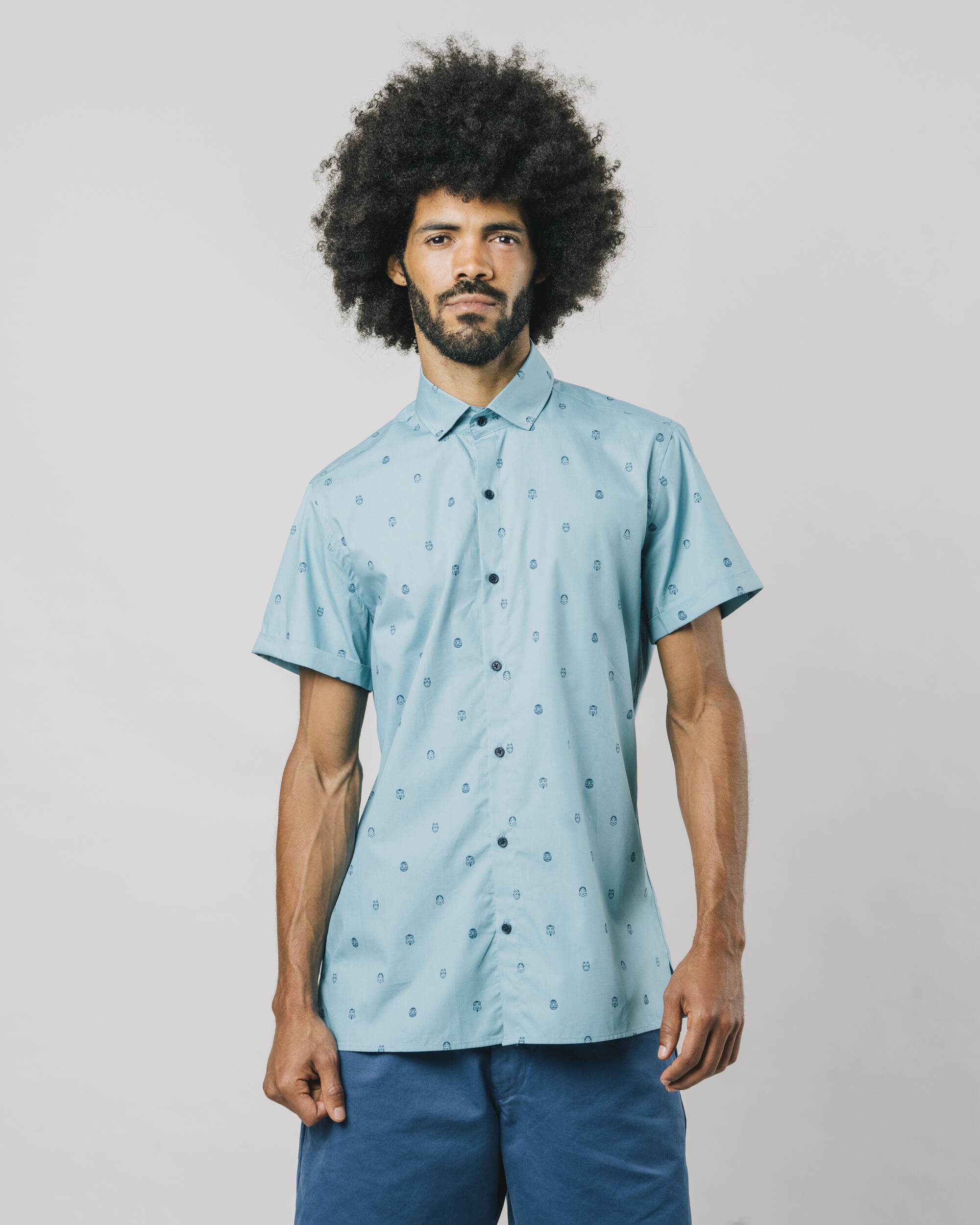 Chemise bleue à manches courtes en coton 100% biologique de Brava Fabrics