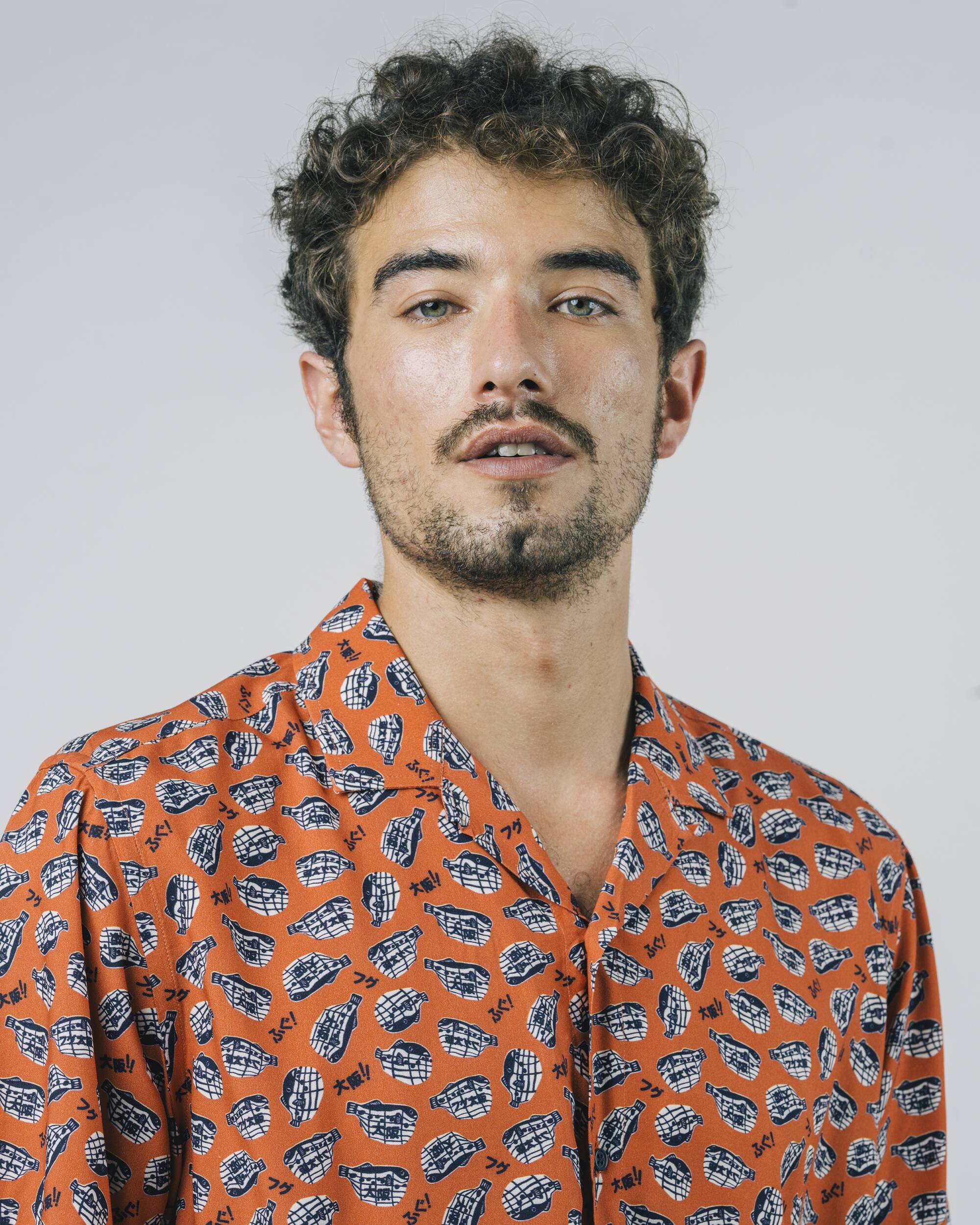 Buntes, kurzärmliges Hemd Scuba Fugu aus 100% Viskose von Brava Fabrics
